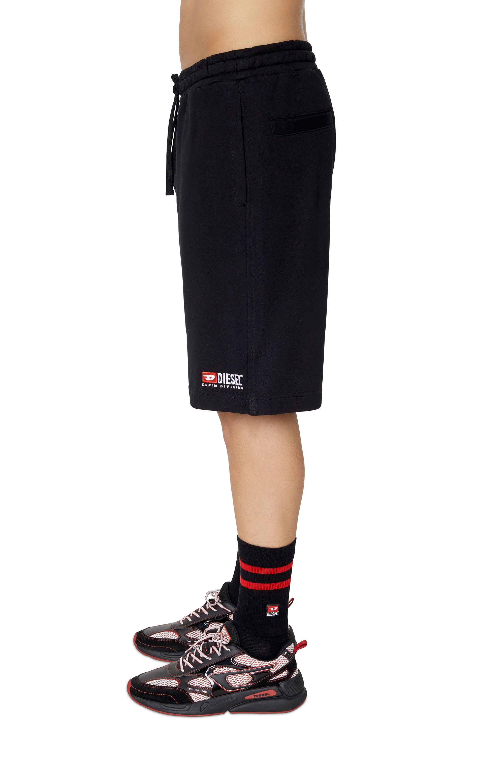 Diesel - P-CROWN-DIV, Man's Sweat shorts with logo embroidery in Black - 3
