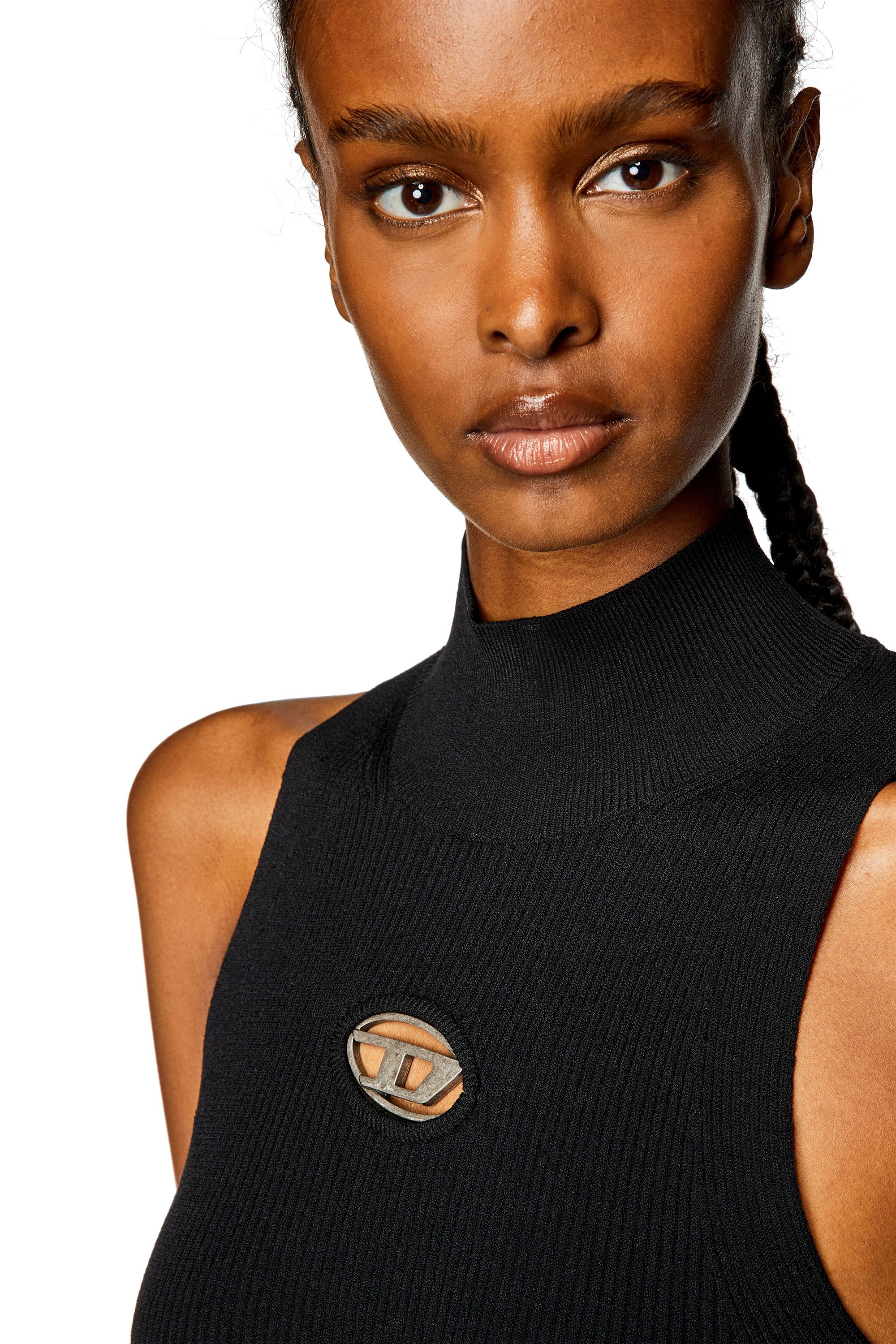 Diesel - M-ONERVAX, Female's Short turtleneck dress in ribbed knit in Black - 4