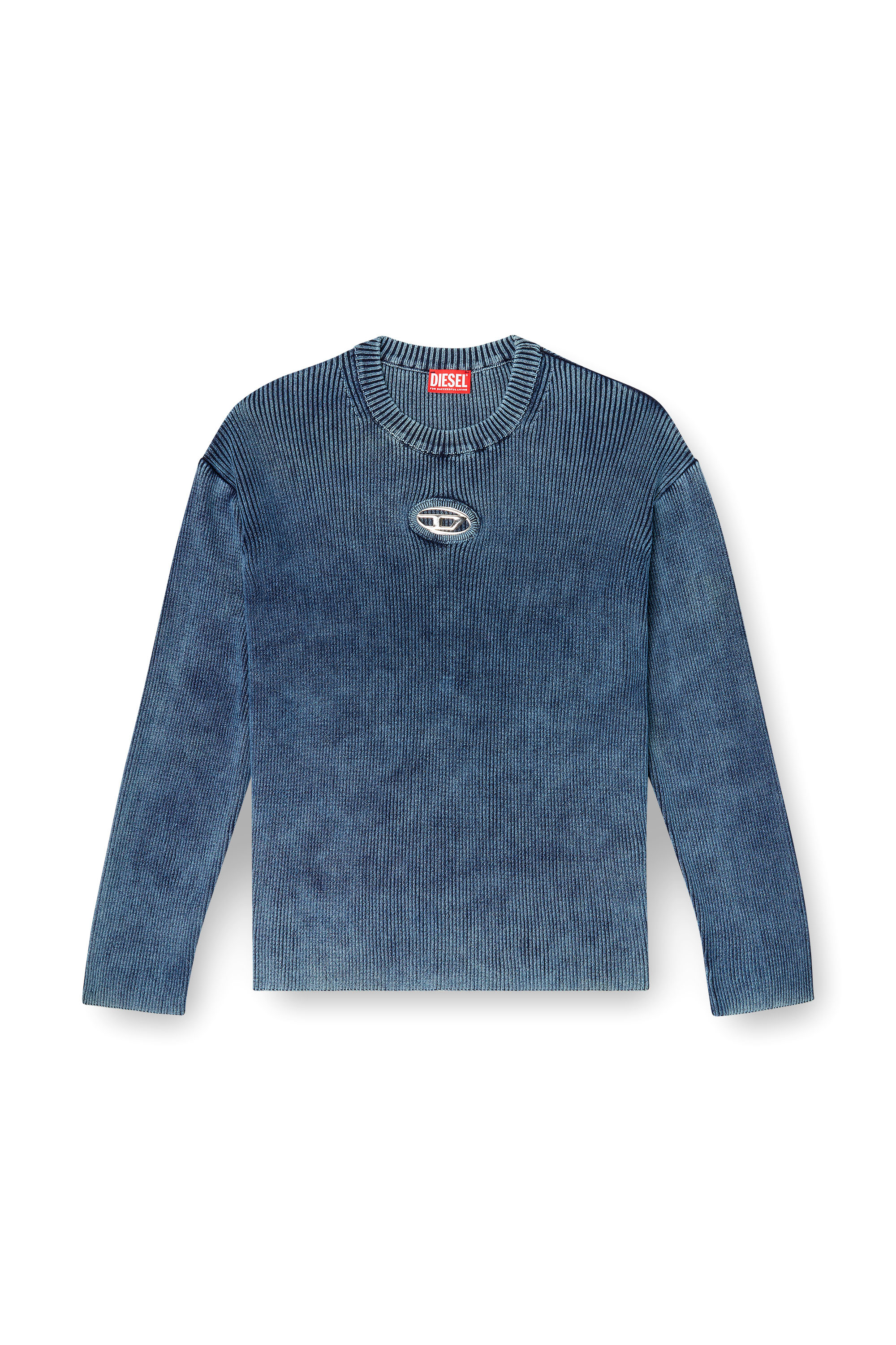 Diesel - K-DARREN-D, Man's Cut-out ribbed jumper with Oval D plaque in null - 3