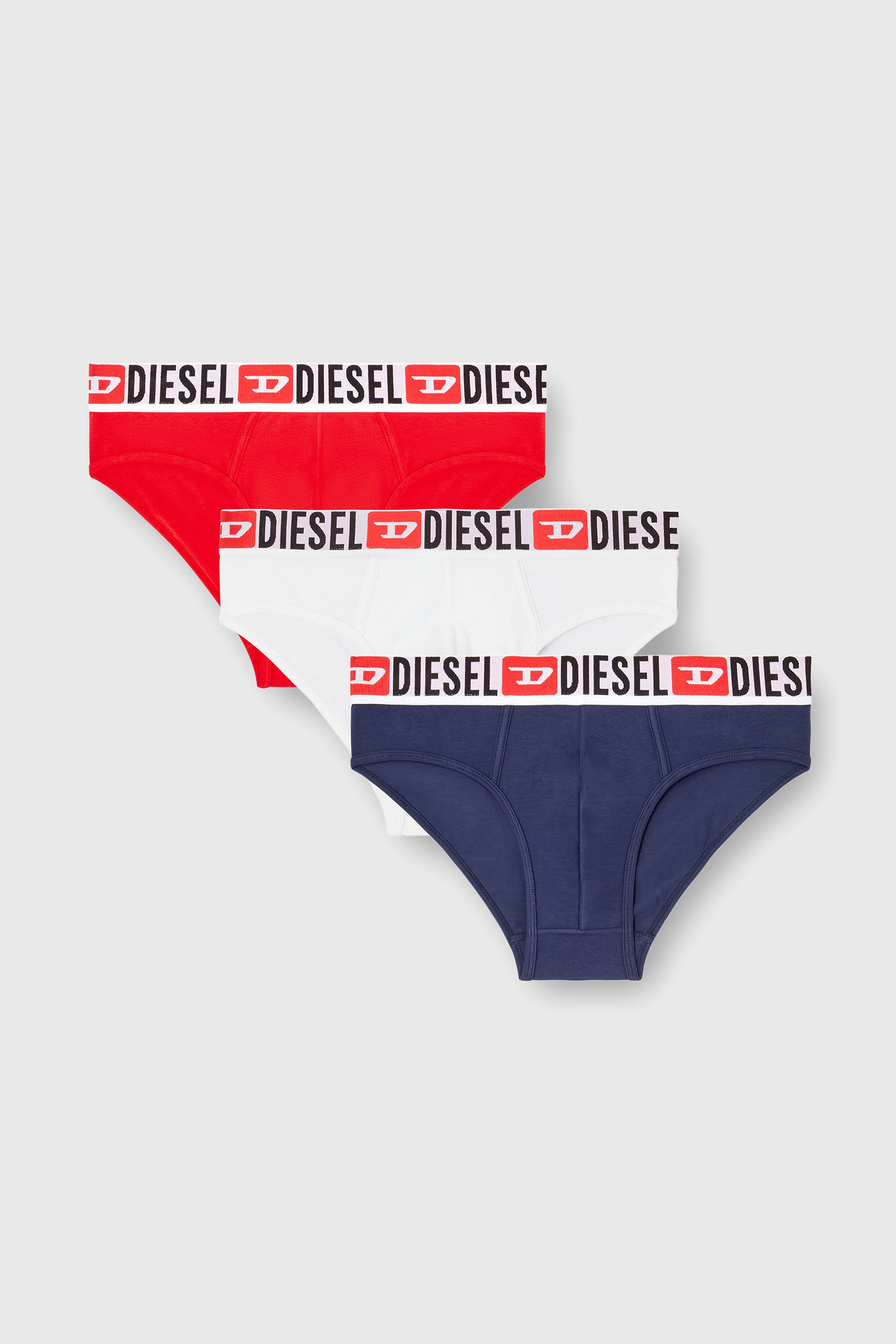 Diesel - UMBR-ANDRETHREEPACK, Male's Three-pack of solid-colour briefs in Blue/Red - 1