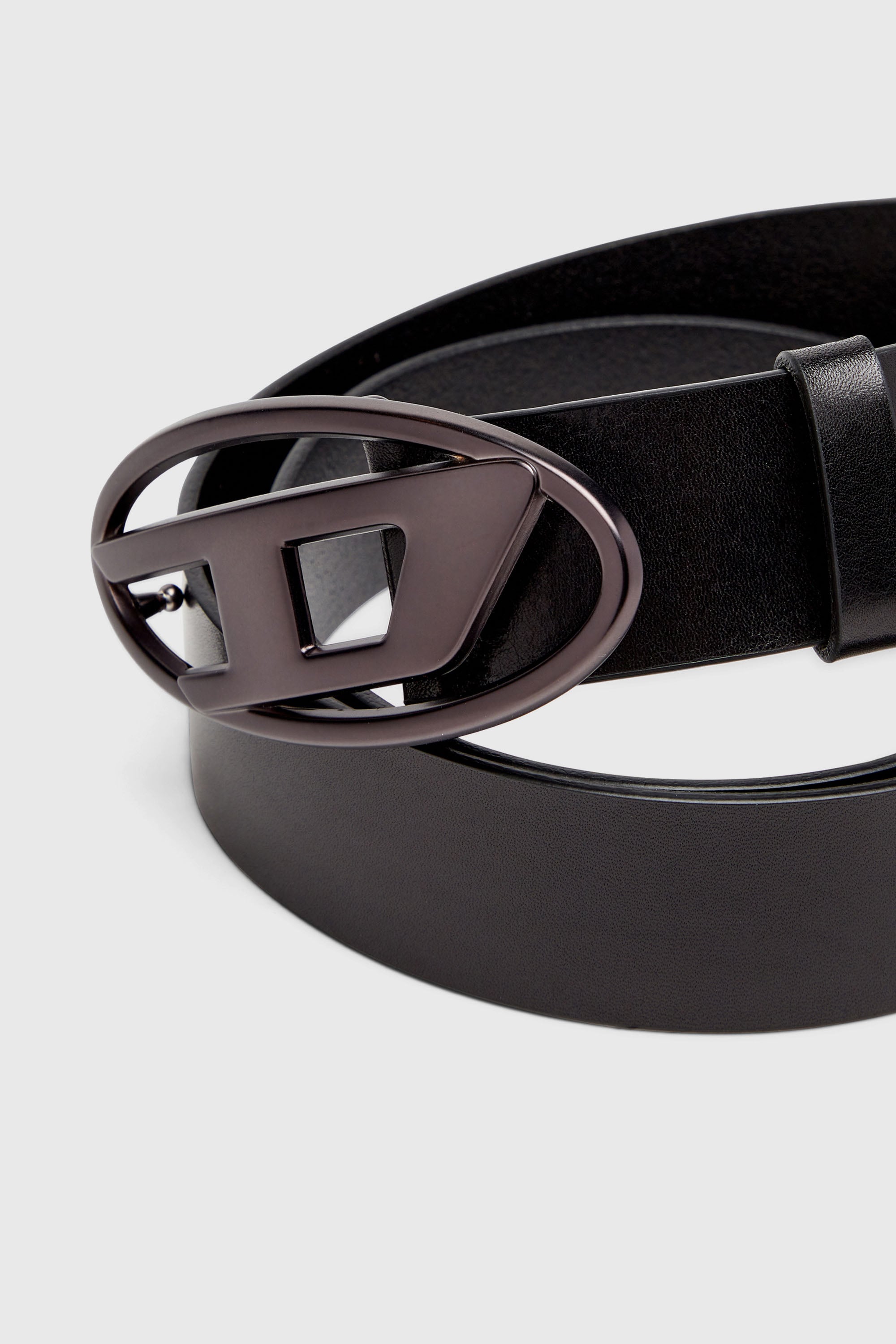 Women's 3.9cm leather belt with metallic Oval D buckle | Black