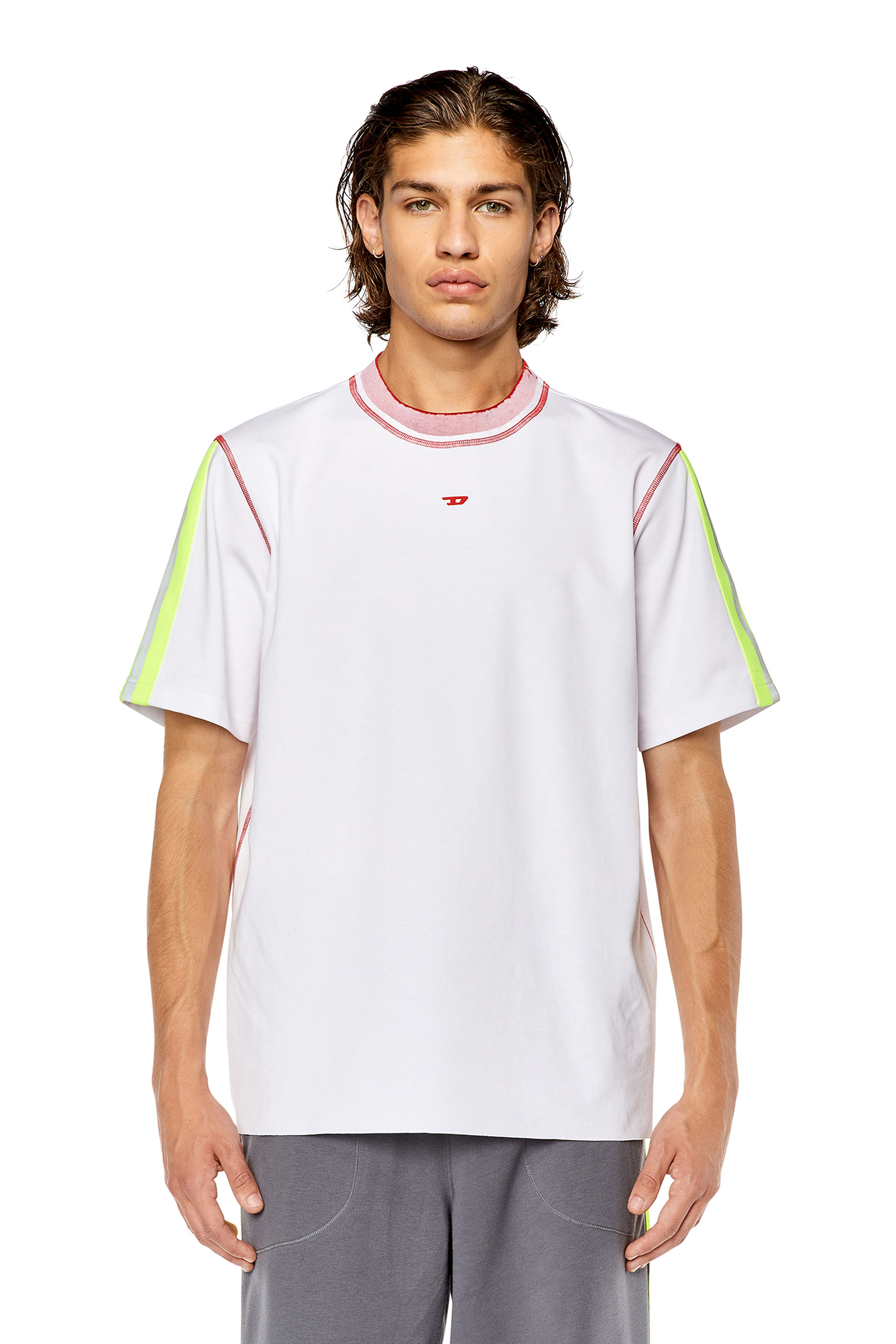 Diesel - AMTEE-NILO-HT03, Man's T-shirt with reflective bands in White/Yellow - 3