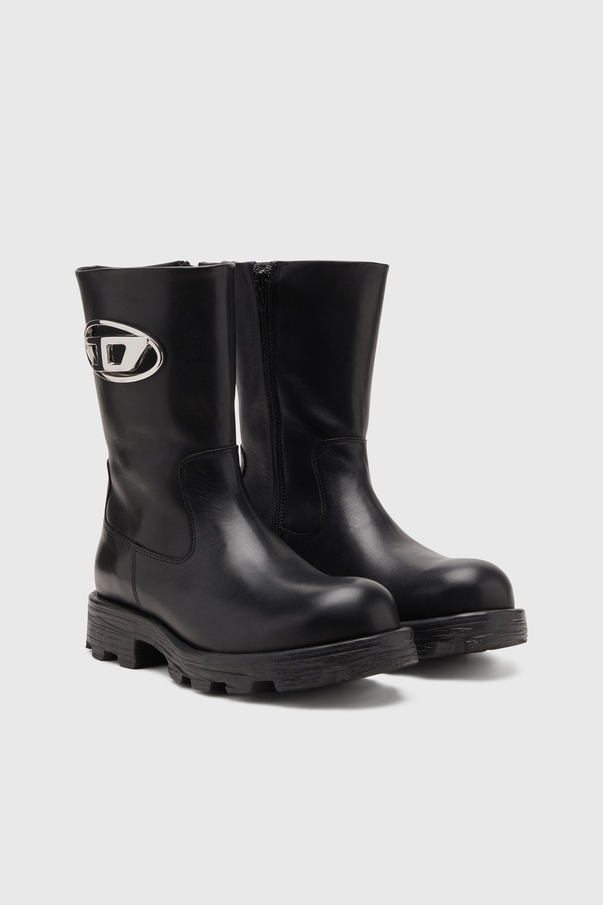 Diesel - D-HAMMER BKR D W, D-Hammer-Botas tipo motorista de cuero brillante Mujer in Negro - 2