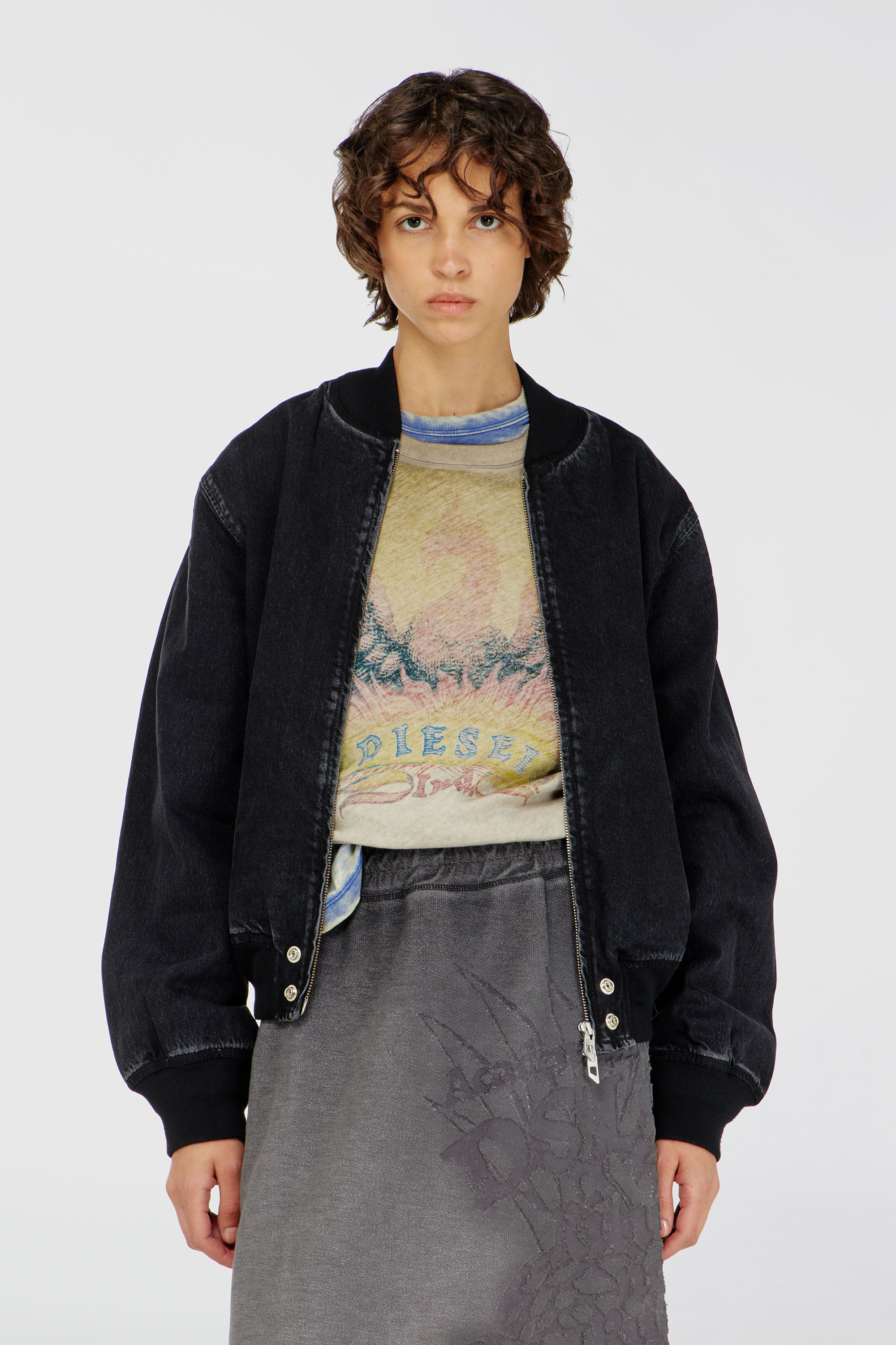 Diesel - D-GUZ, Blouson aviateur en denim Mixte in Noir - 1