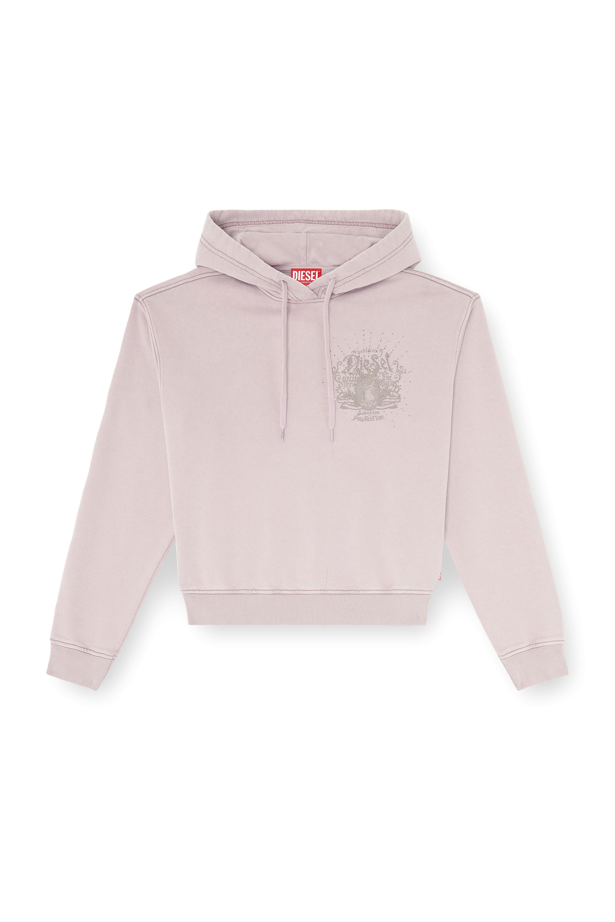 Diesel - F-PHOENY, Sudadera con capucha, estampados y tachuelas de strass Mujer in Morado - 3