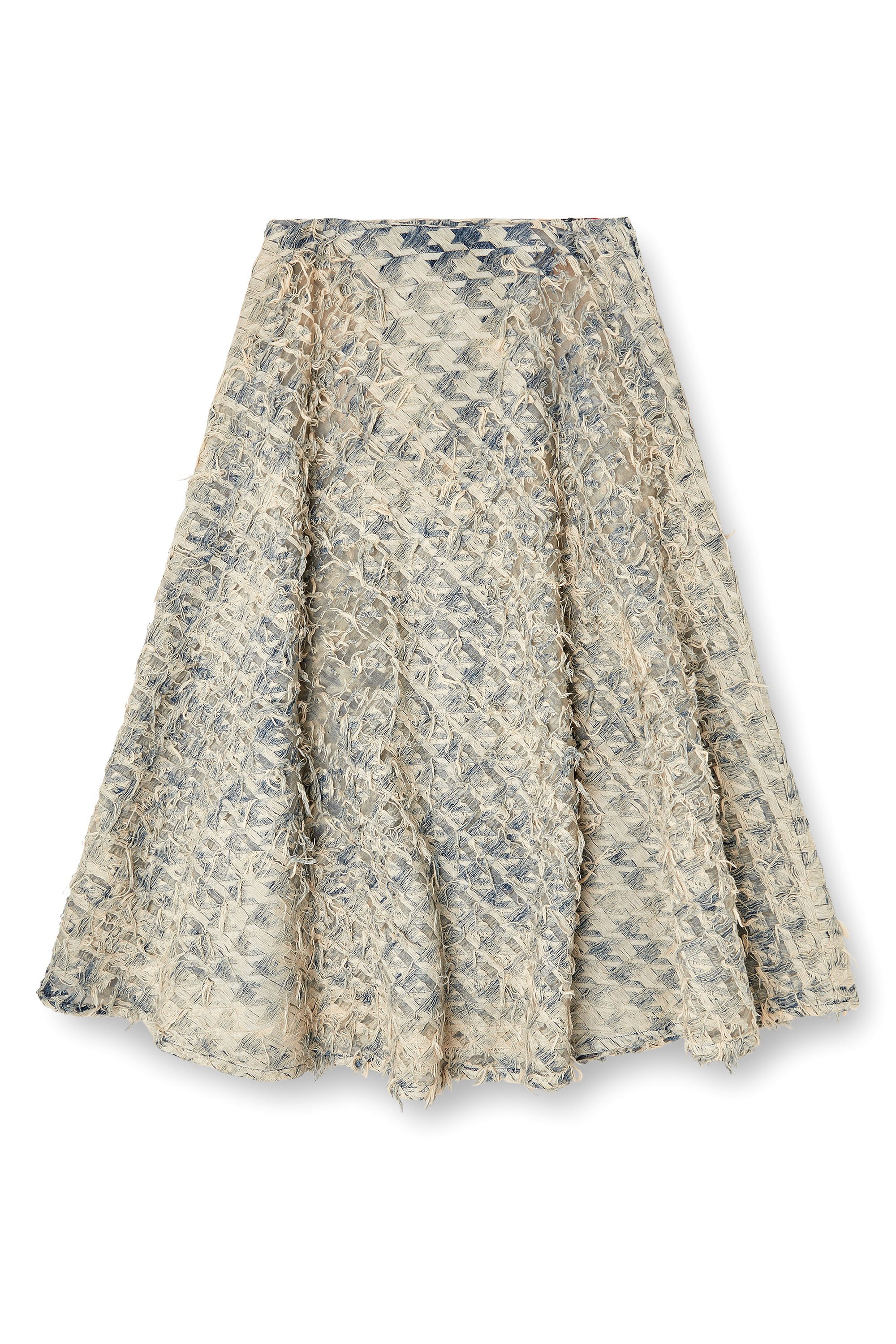 Diesel - DE-ANNINA-FSH, Jupe longue en denim motif pied-de-poule dévoré Femme in Bleu - 3
