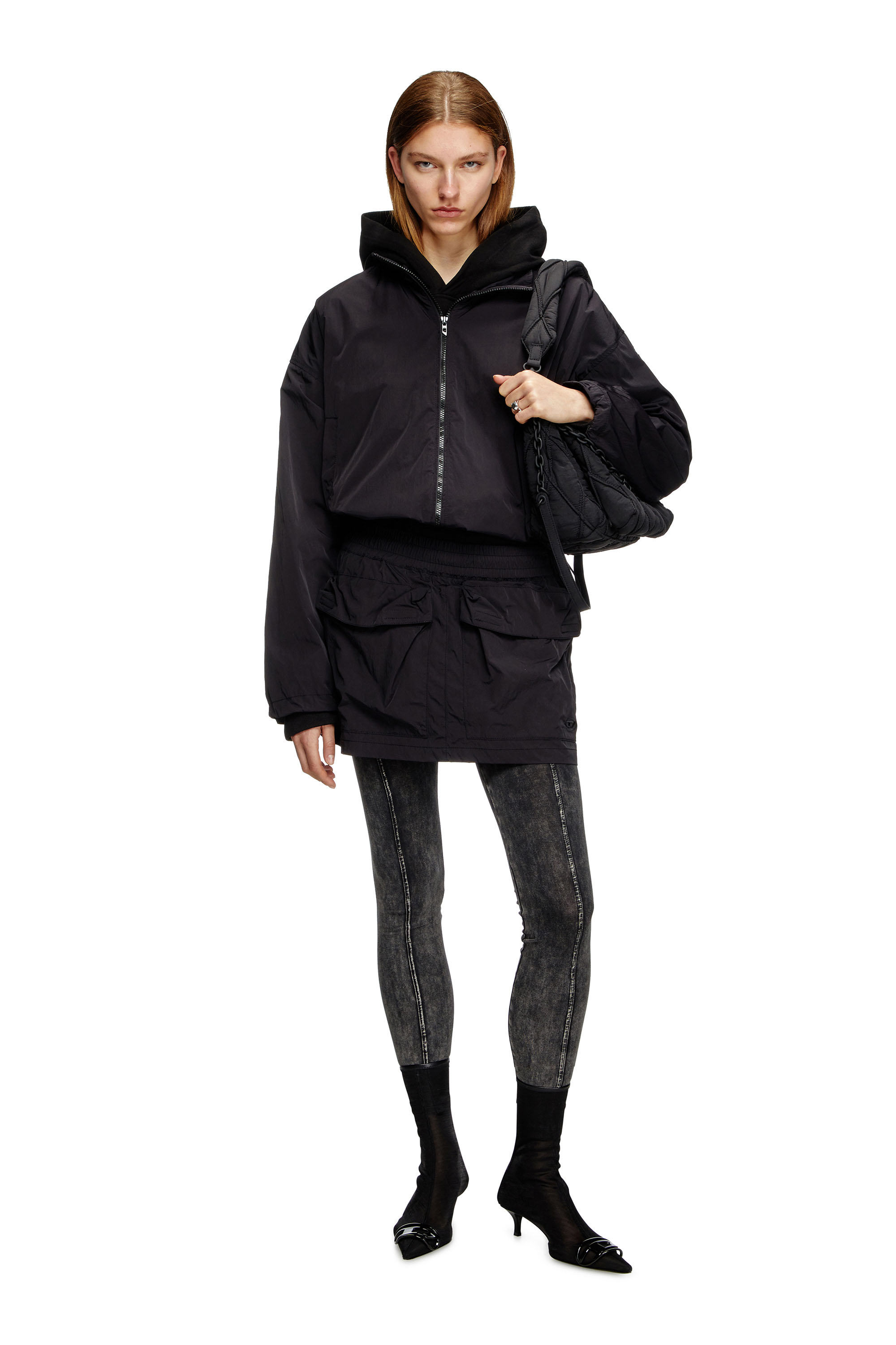 G-LEAM, Black Diesel - G-LEAM, Female's Windbreaker in compact nylon in Black - 1