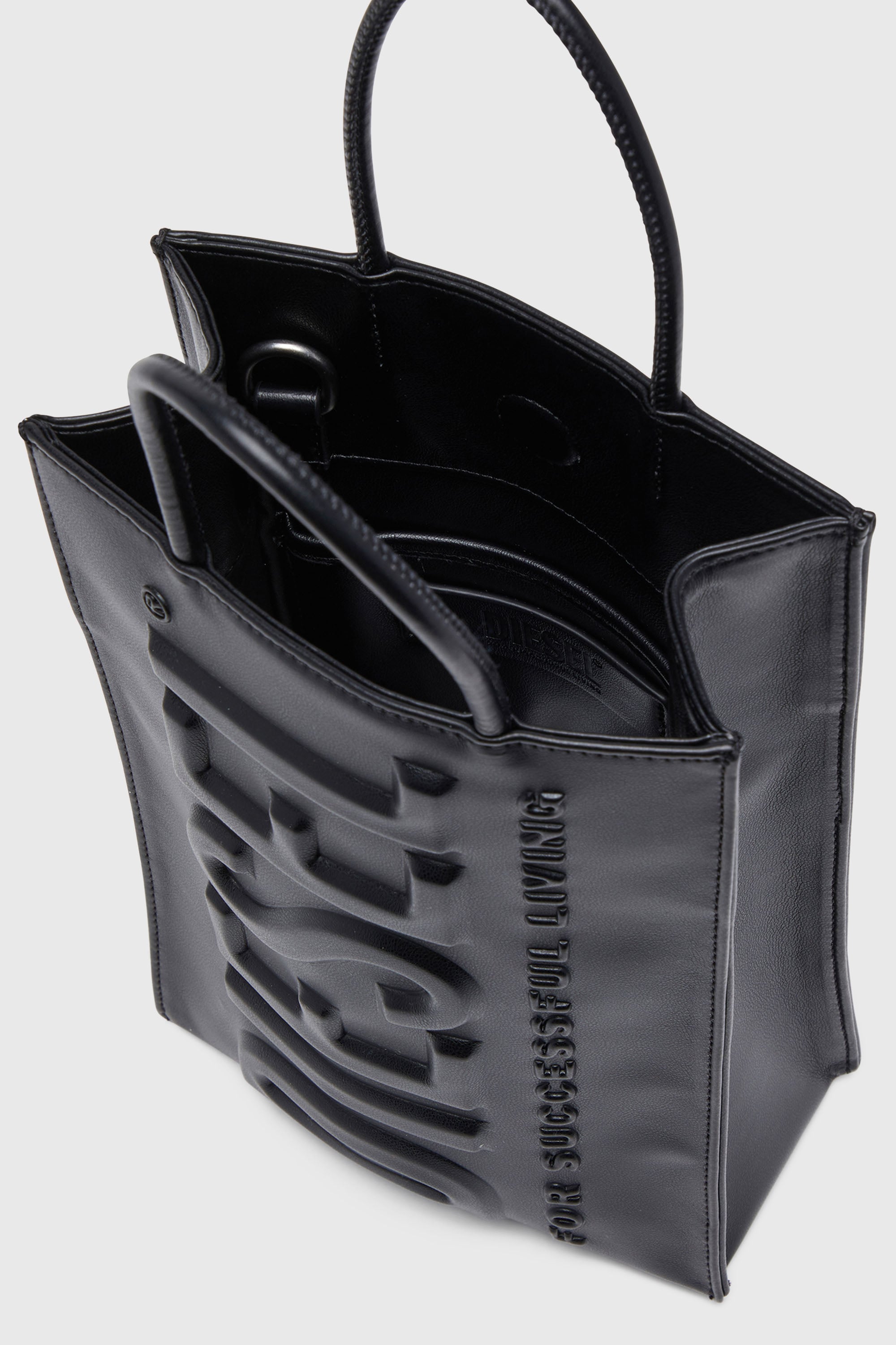 Diesel - DSL 3D SHOPPER M X, Man's Dsl 3D M-PU tote bag with embossed logo in Black - 4