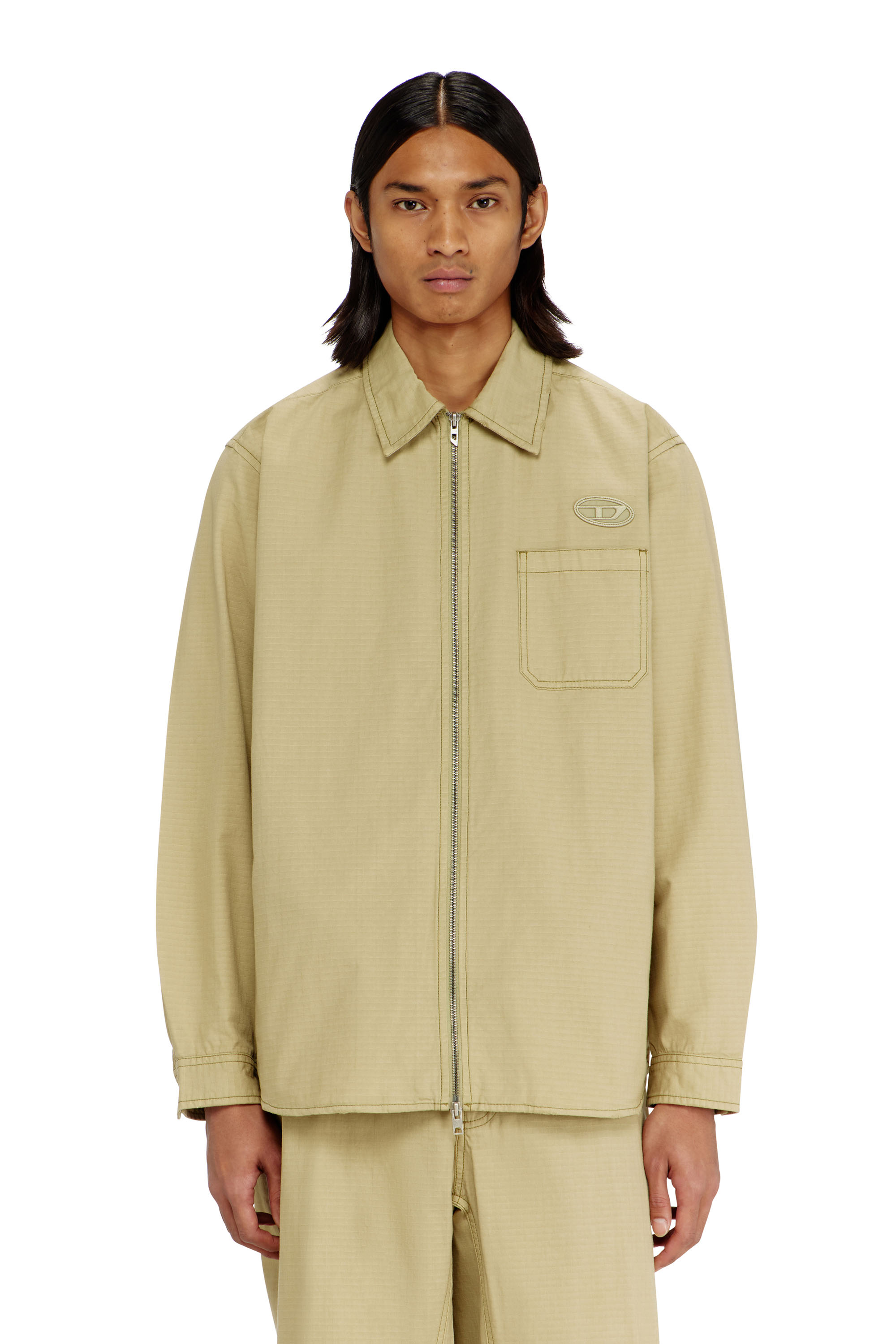 Diesel - S-ALIAS-ZIP, Male's Ripstop shirt with zip closure in null - 3