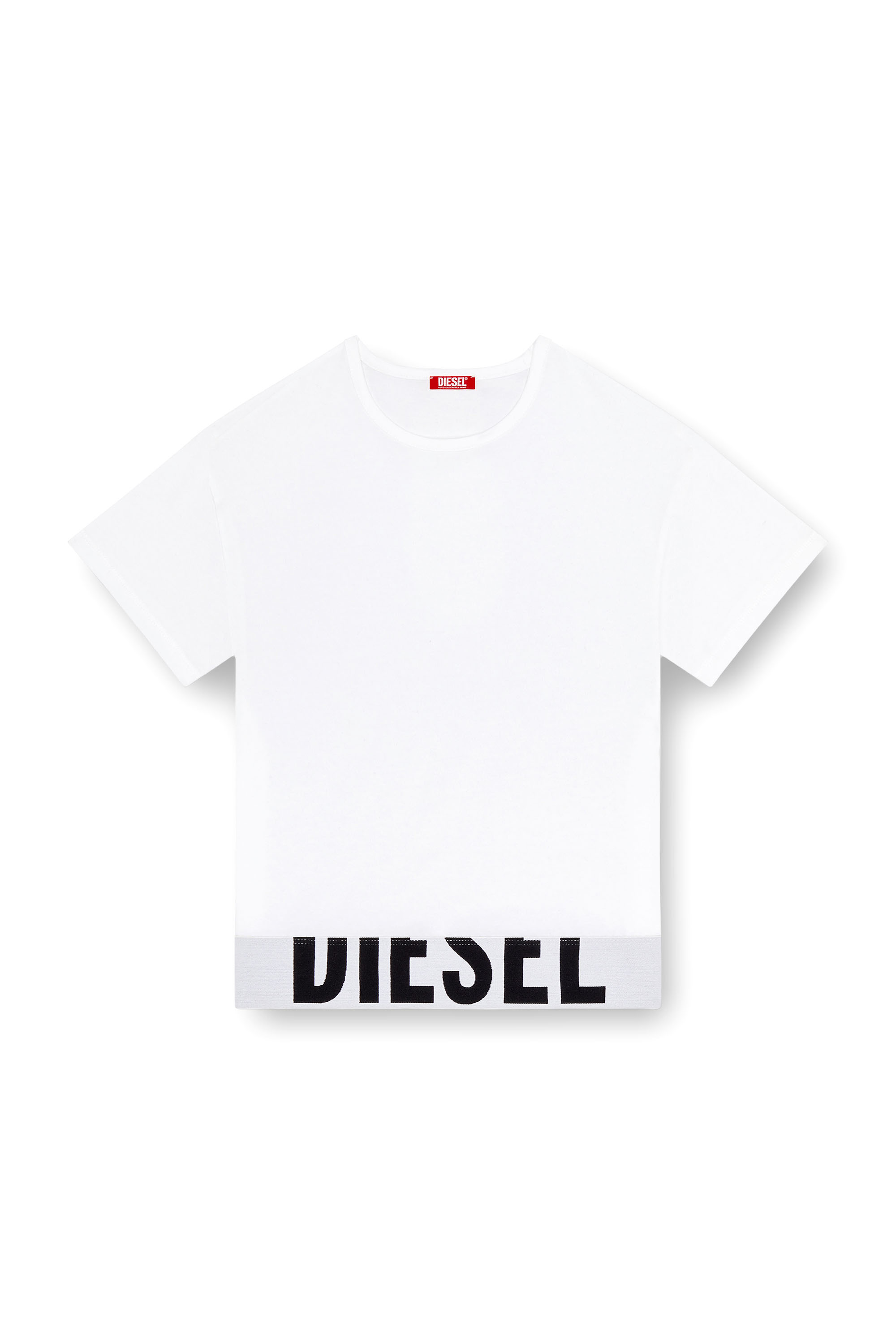 Diesel - UFTEE-SPORT-CROPPED-T-SHIRT, Woman's Sporty cropped top with logo band in White - 6