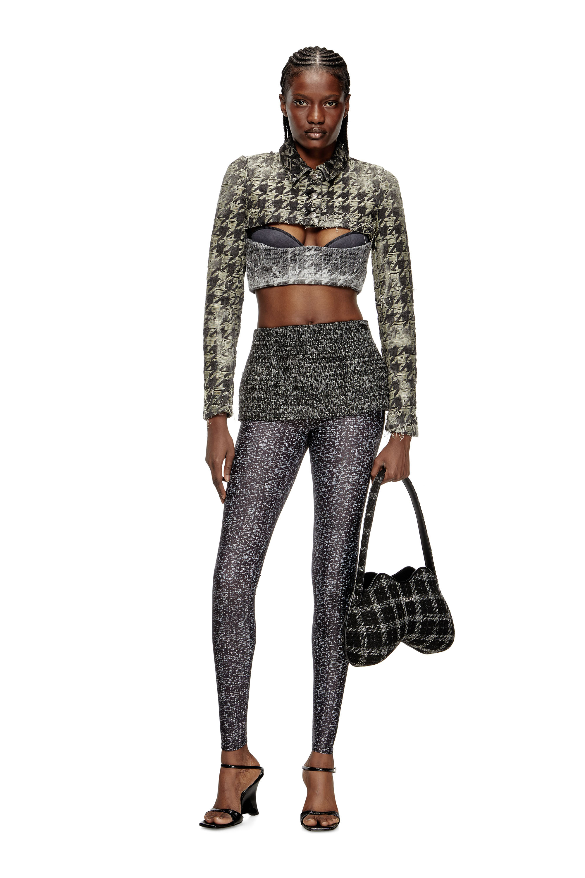 Diesel - DE-ANSIS-FSH2, Shrug en denim tissé pied-de-poule Femme in Noir - 2