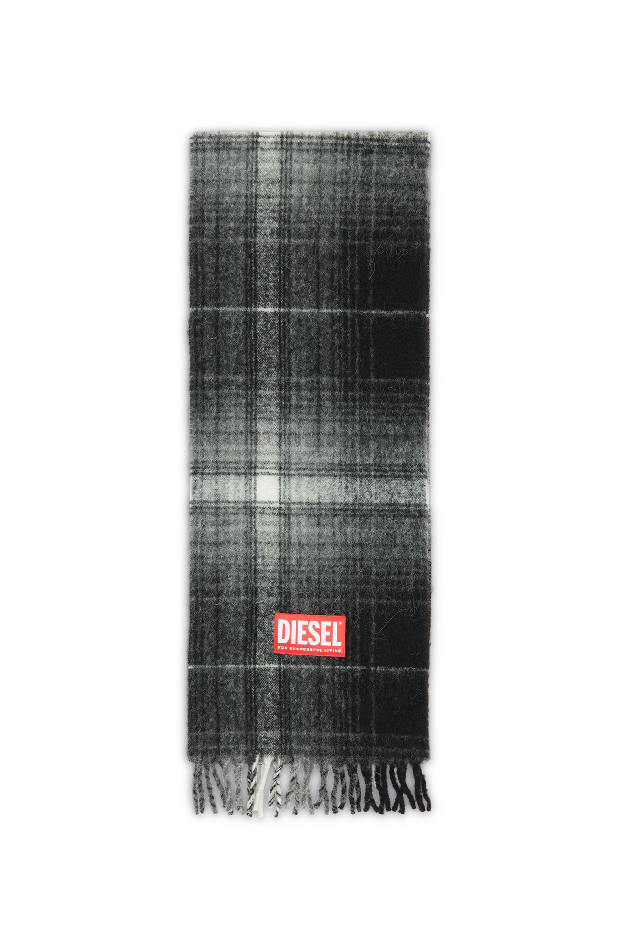 Men's Checked scarf in wool and alpaca | Black | Diesel
