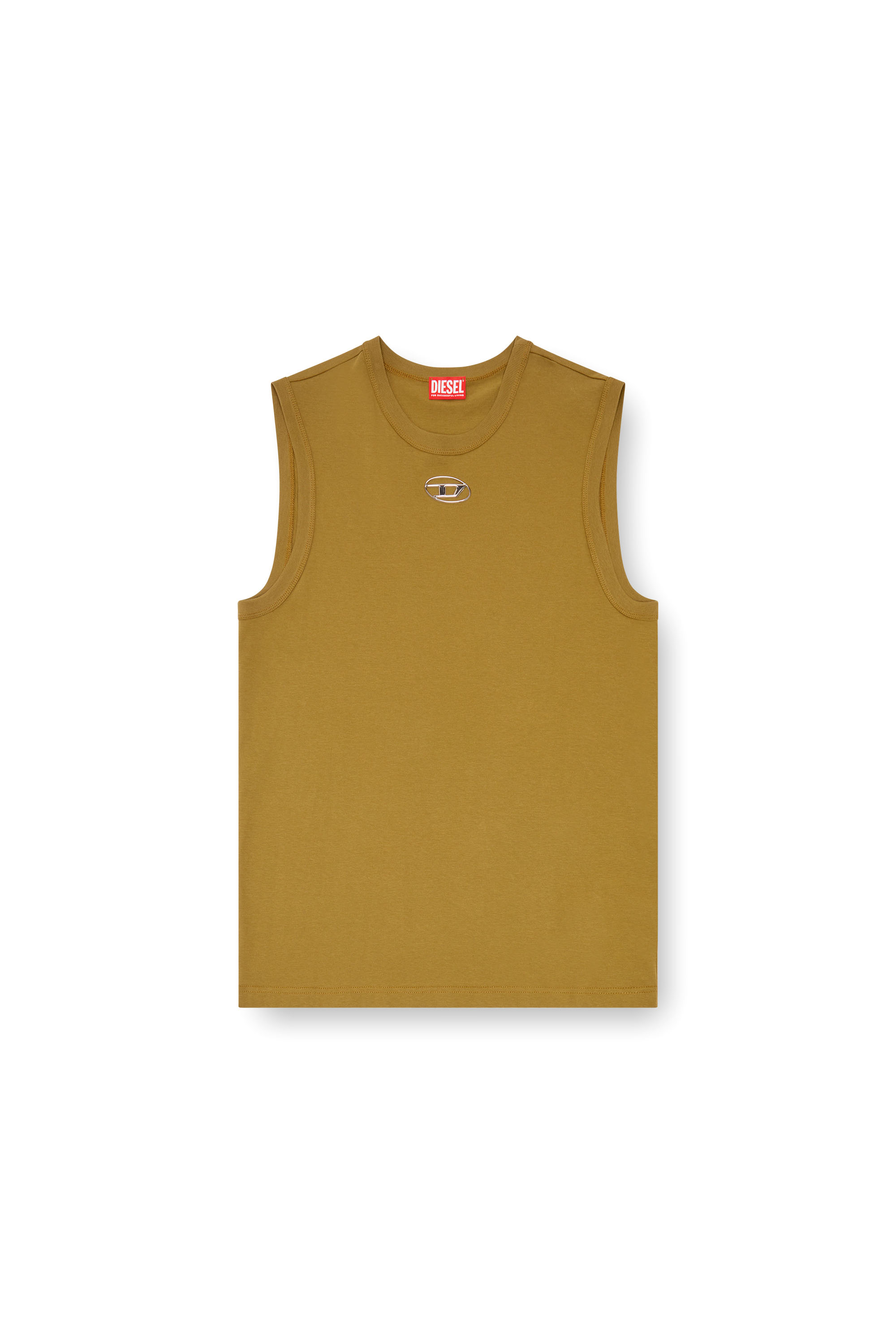 Diesel - T-BISCO-OD, Male's Tank top with injection-moulded Oval D in Light Brown - 3