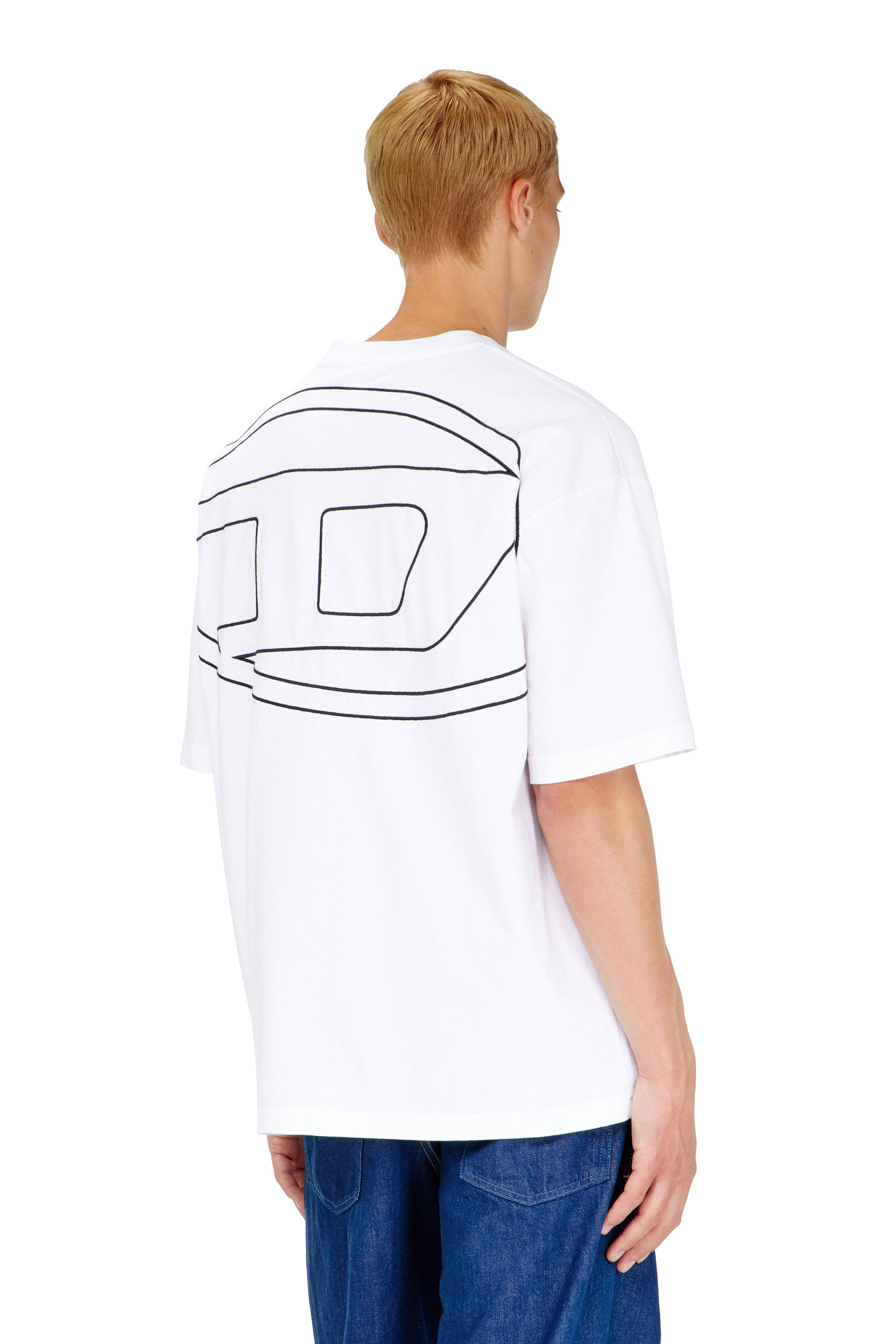 Diesel - T-BOGGY-MEGOVAL-D, Man's T-shirt with maxi oval D embroidery in White - 4