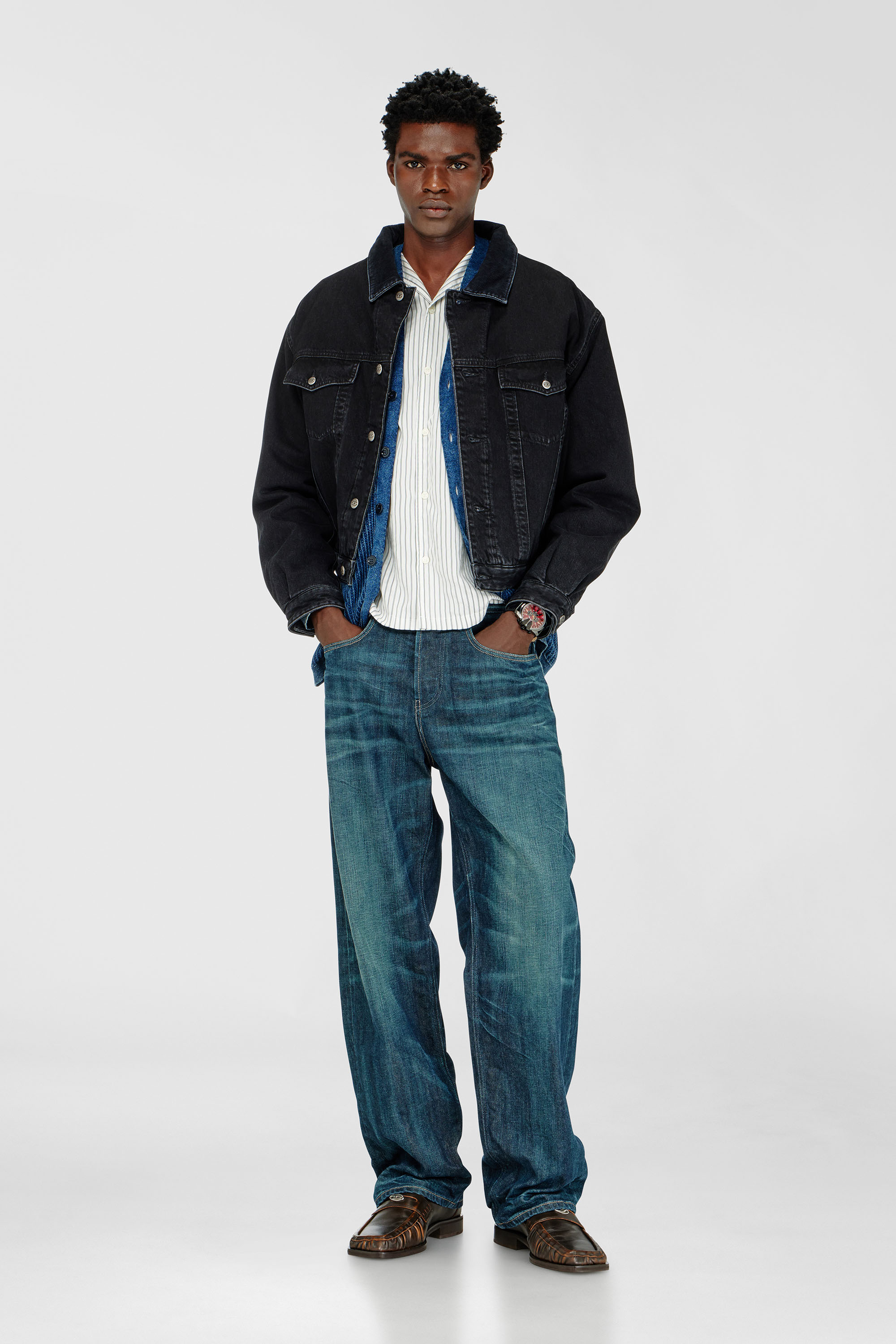 Diesel - D-RANGER-T, Veste rembourr&eacute;e de camionneur en denim Mixte in Noir - 1
