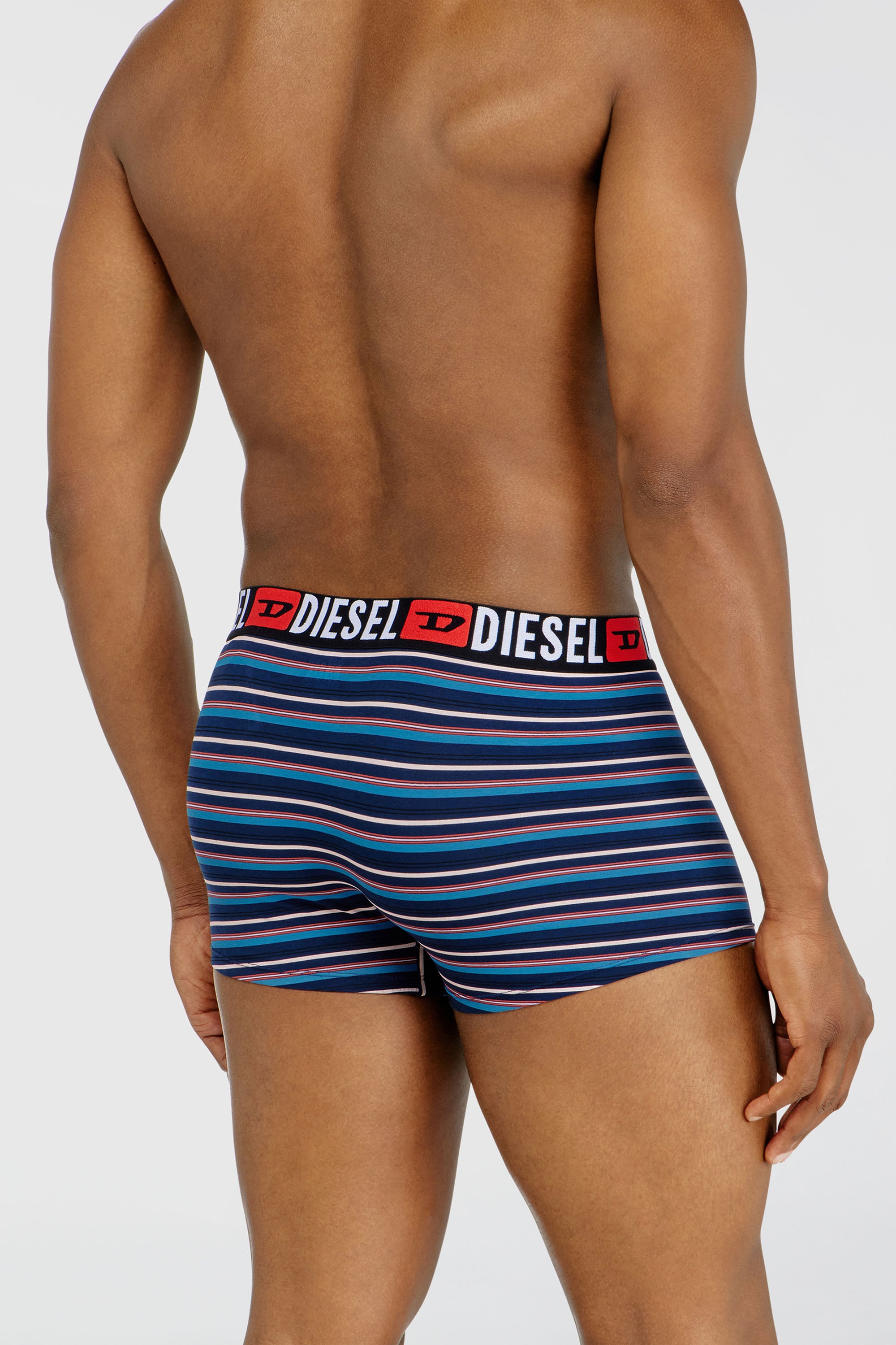 Diesel - UMBX-DAMIENTHREEPACK, Male's 3-pack of stretch cotton trunks with stripes in Blue/Black - 3
