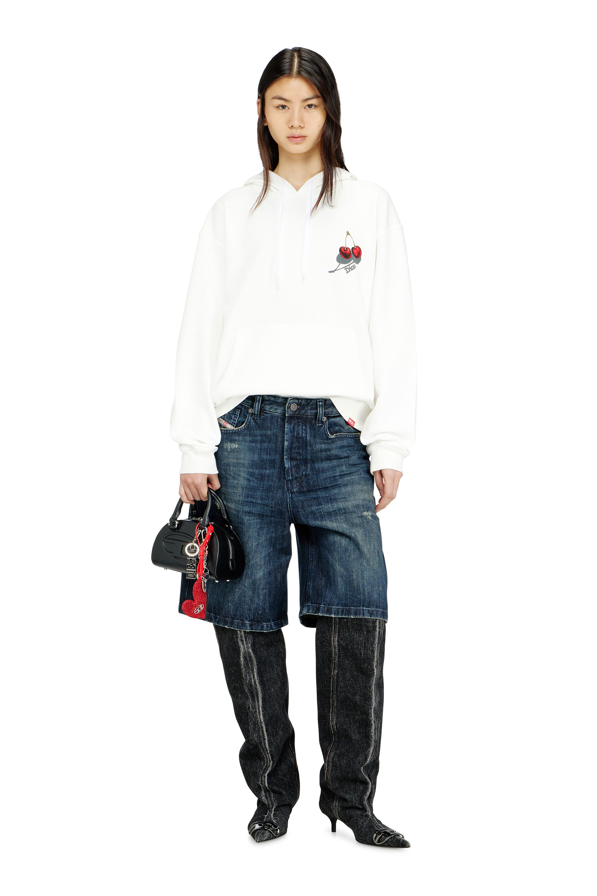 Diesel - SV-S-NORM-HOOD-CHER, Sudadera con capucha de algod&oacute;n con gr&aacute;fico de cereza Unisex in Blanco - 6