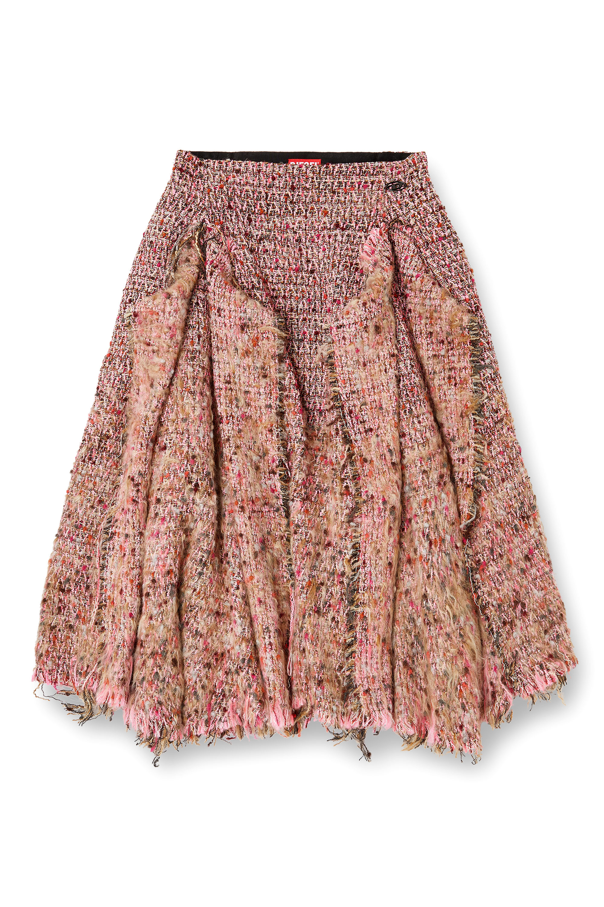 Diesel - O-RIELLA, Jupe en bouclé brossé avec ourlet effiloché Femme in Rose - 3
