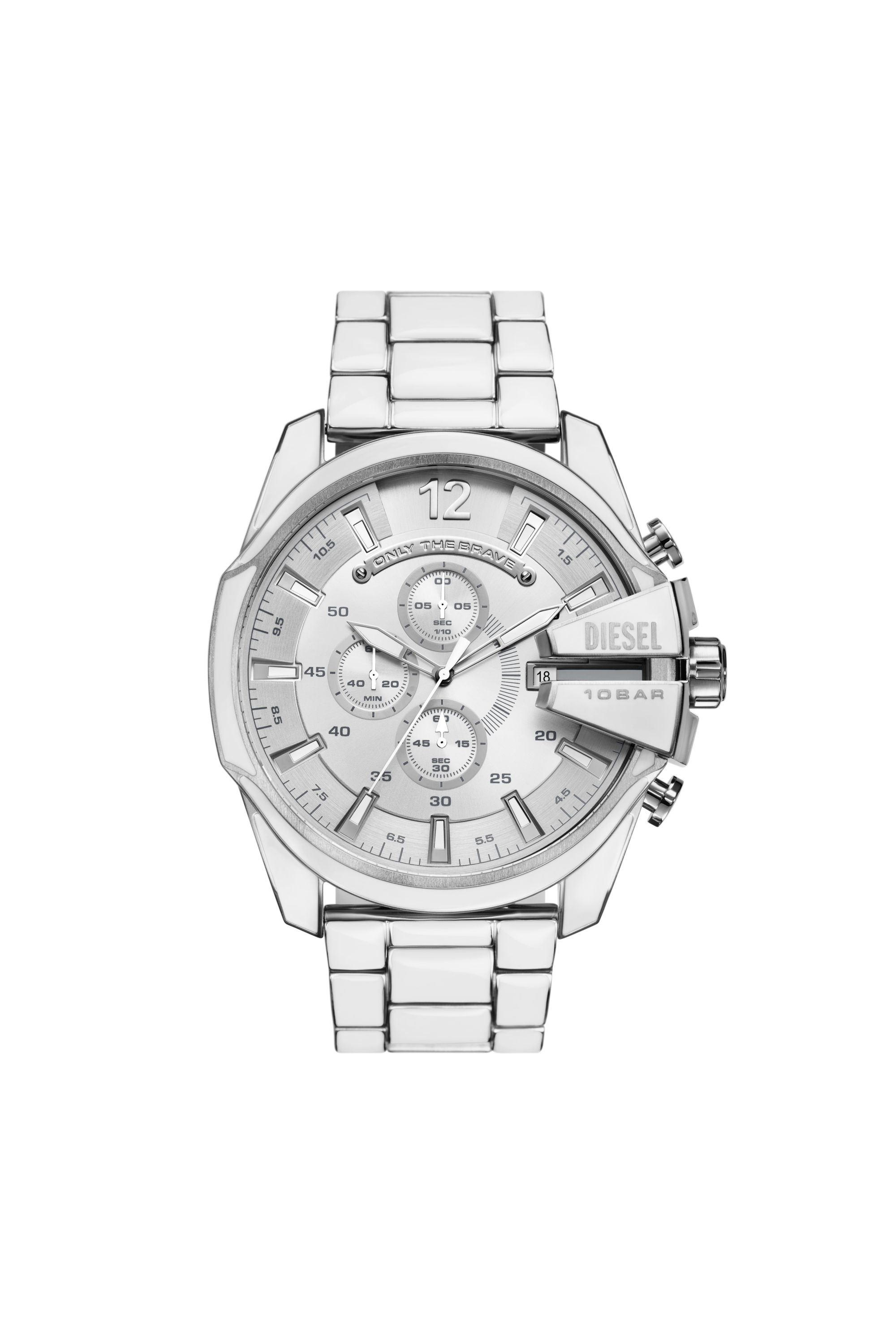 Men's Mega Chief white and stainless steel watch | Silver | Diesel