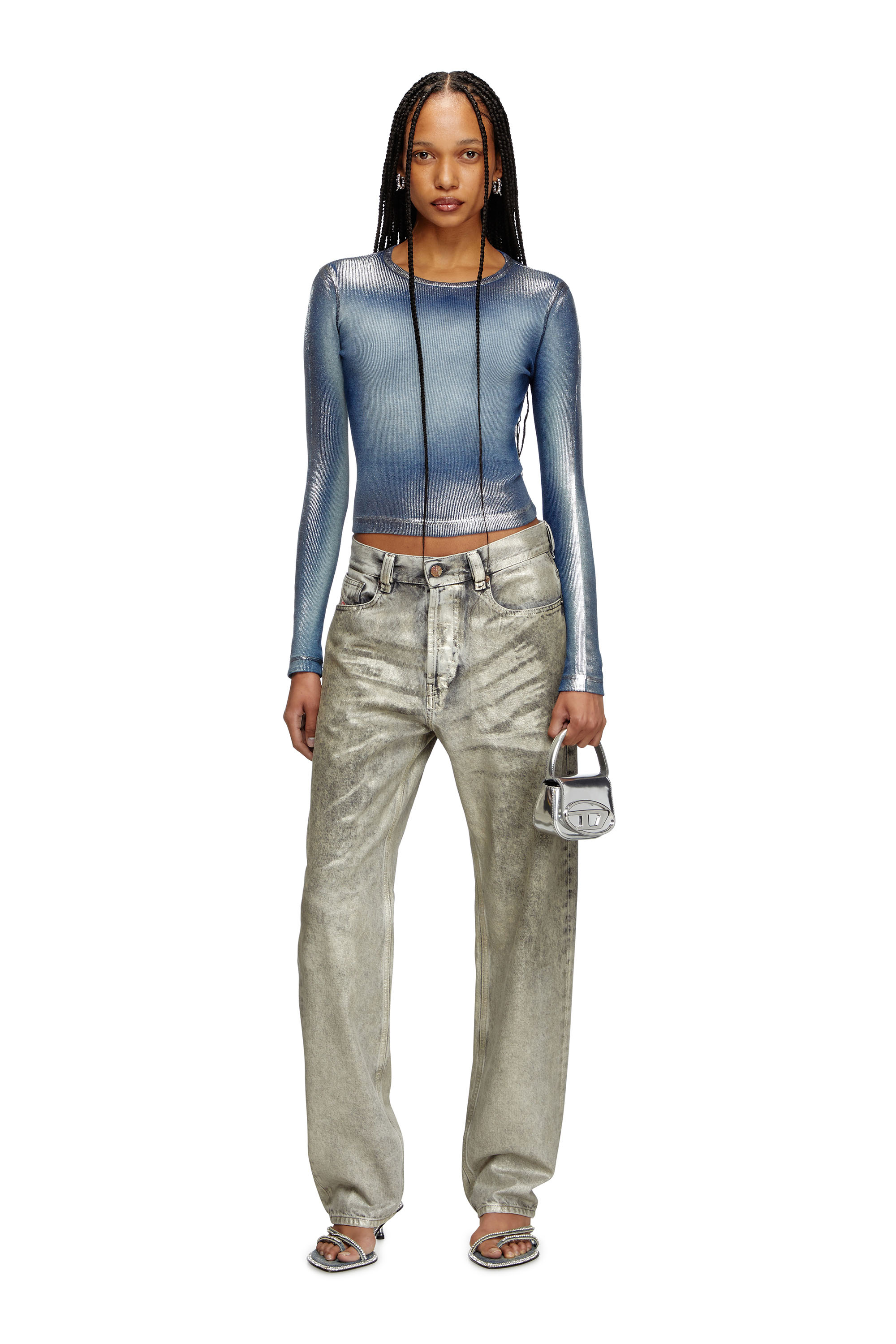 Diesel - 1DR-XS-S, Woman's 1DR-XS-S-Iconic mini bag in mirrored leather in Silver - 2