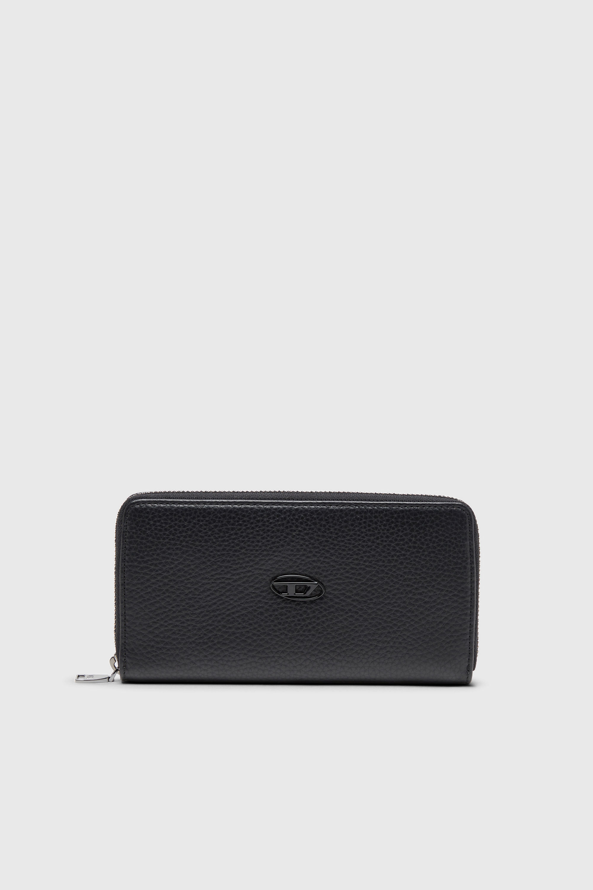 Diesel - CONTINENTAL ZIP L, Man's Leather zip-around wallet with logo plaque in Black - 1