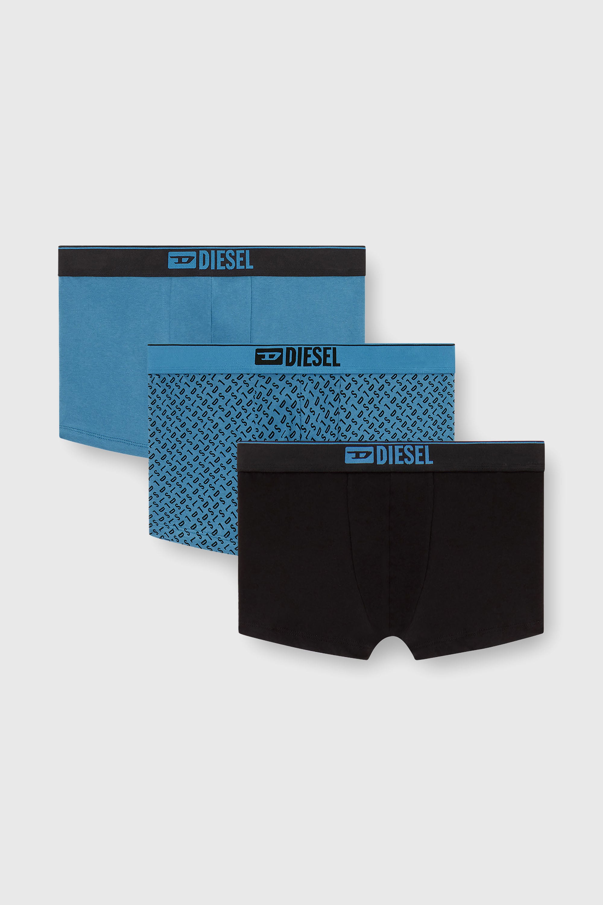 Diesel - DAMIEN-D-BOX-3PACK, Male's Three-pack of stretch cotton trunks with monogram in Blue - 1