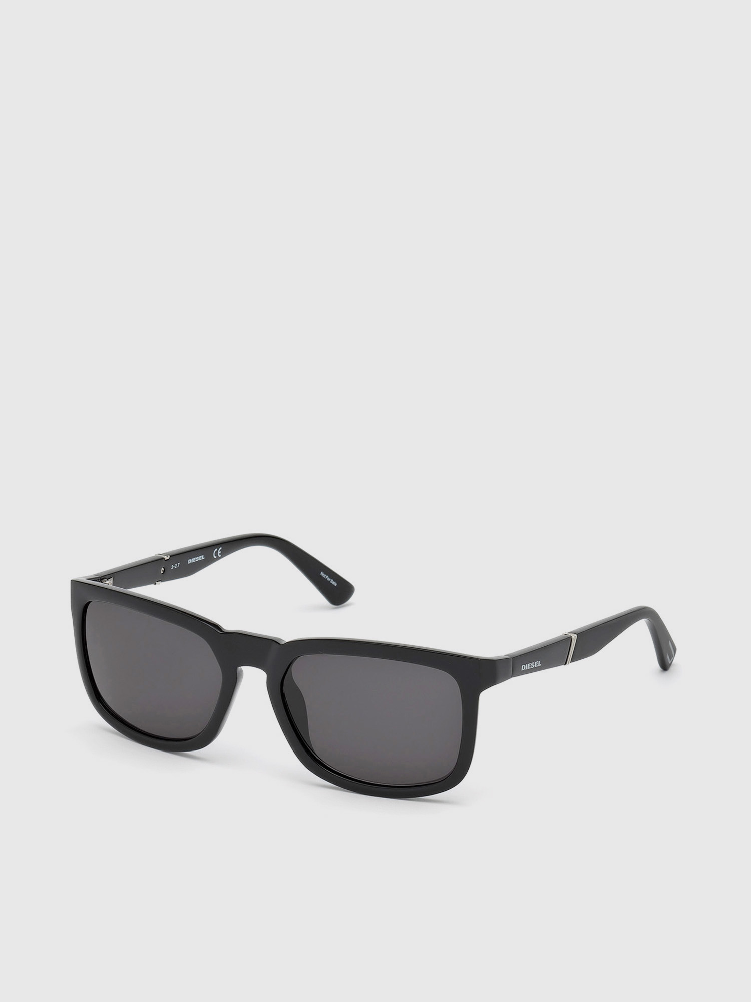 Diesel - DL0262, Unisex's Rectangular eyewear with slanting detail in Black - 2