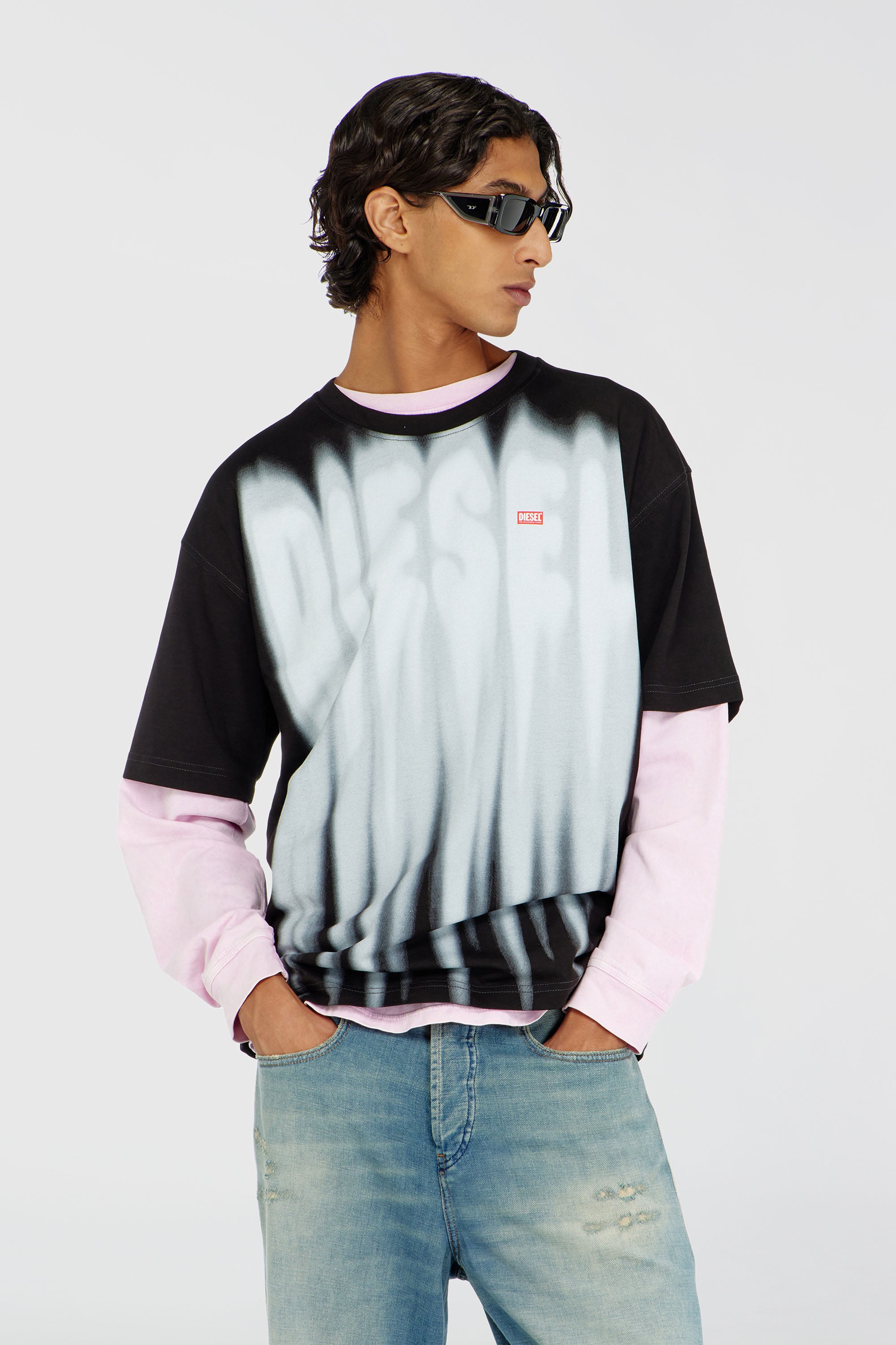 Diesel - T-BOXT-AA1, Man's Cotton T-shirt with bold logo print in White/Black - 1