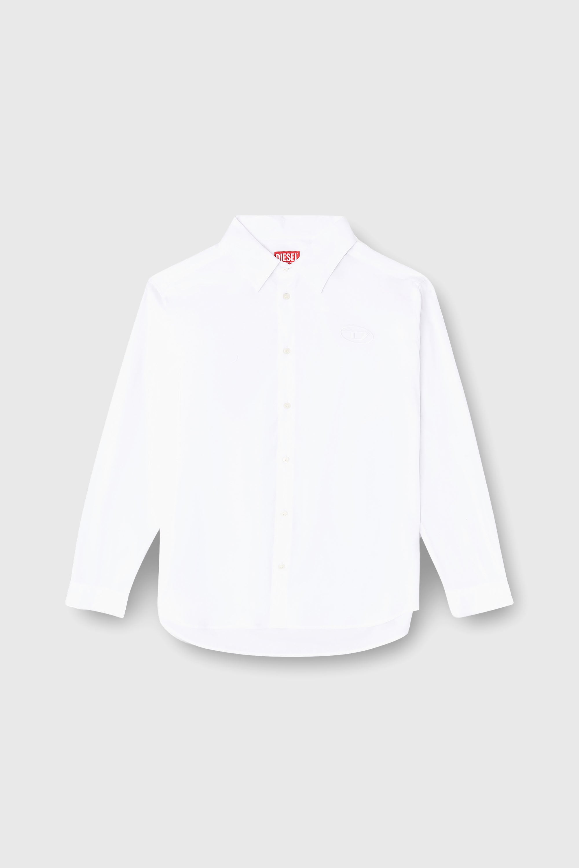 Diesel - S-SIMPLY-GSBH, Camisa de popelina el&aacute;stica con bordado Hombre in Blanco - 2