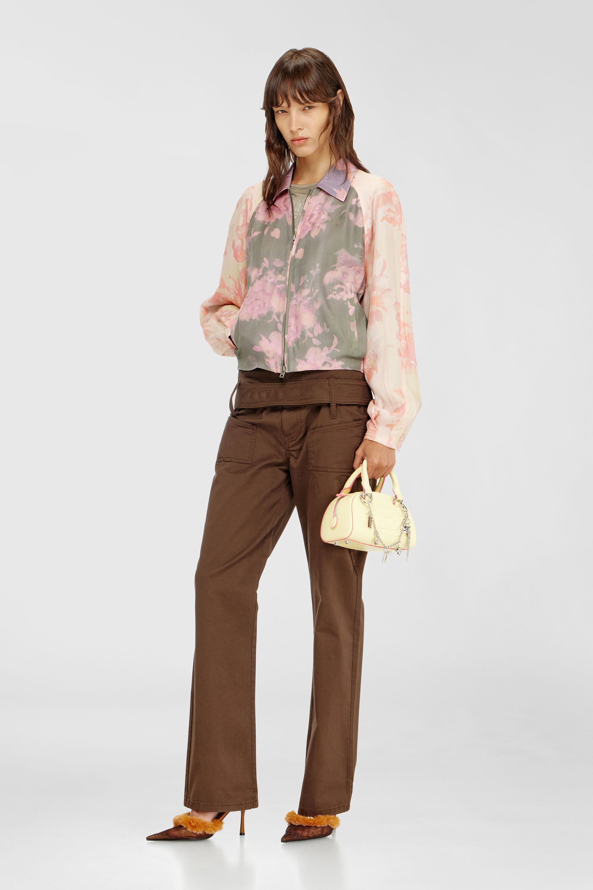 Diesel - G-ALENA, Chaqueta bomber floral en acetato arrugado Mujer in Multicolor - 2