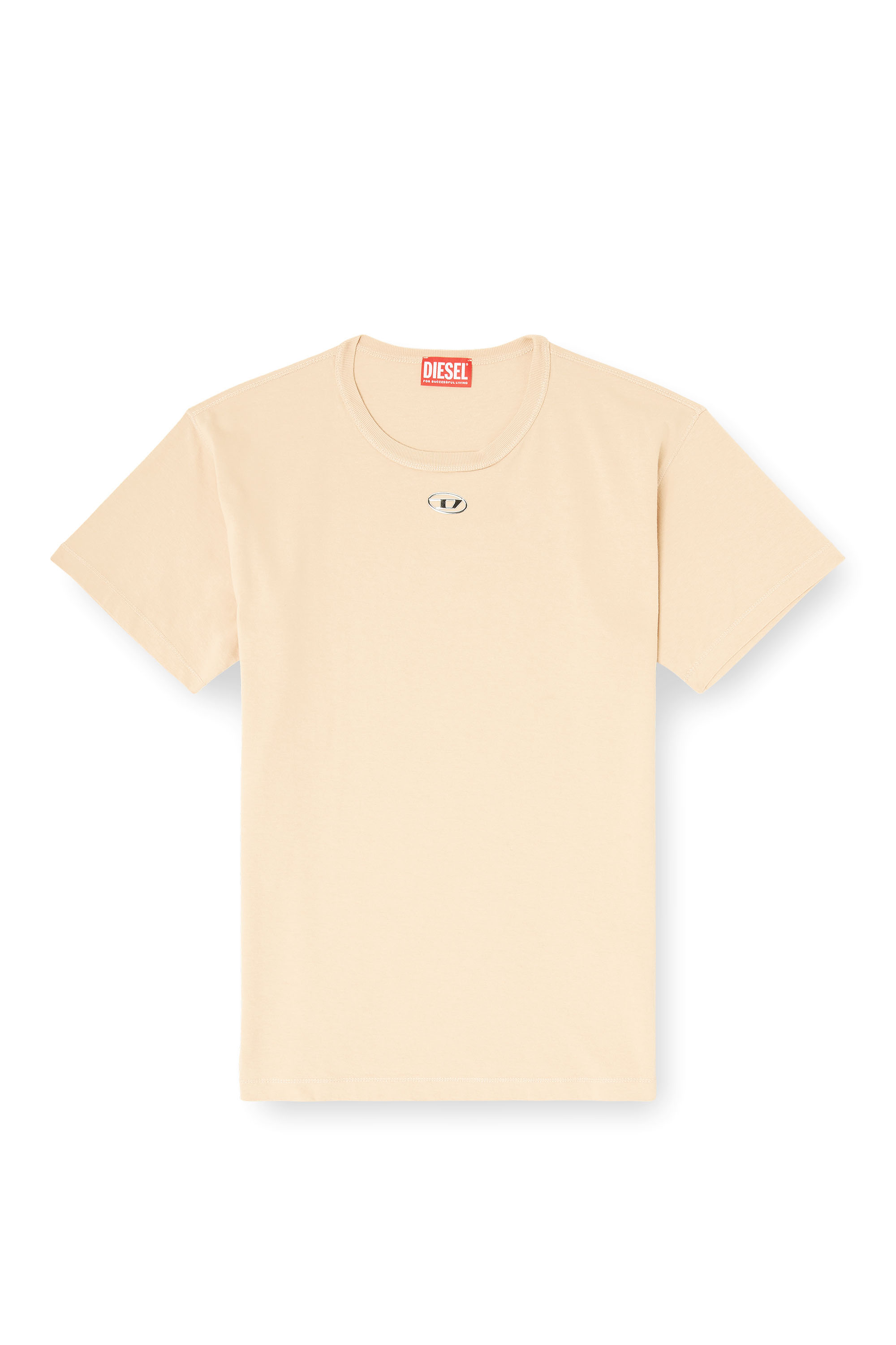 Diesel - T-NORMY-OD-S1, Camiseta de algod&oacute;n con Oval D met&aacute;lico Mujer in Beige - 2