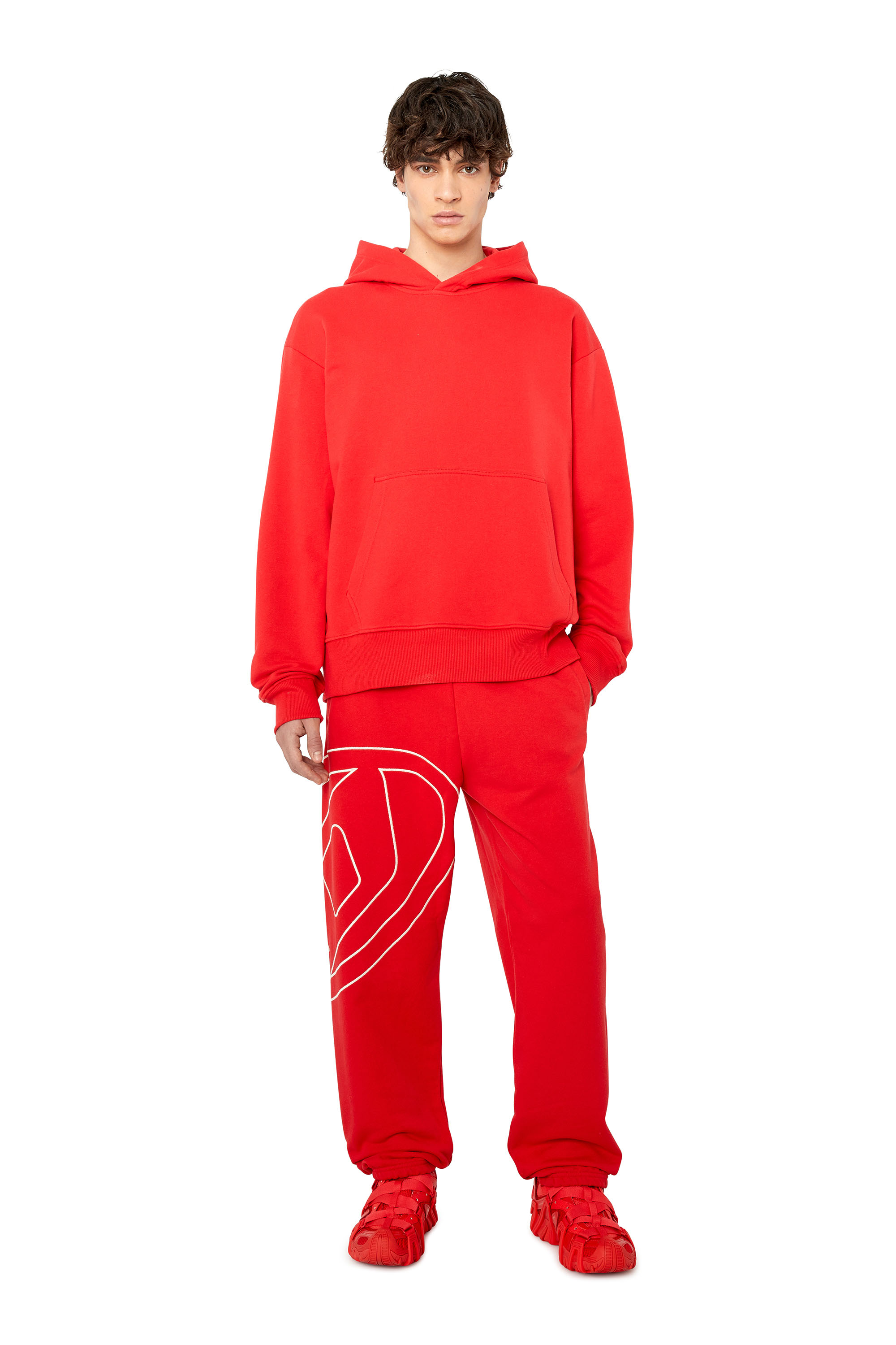 Diesel - S-MACS-HOOD-MEGOVAL, Man's Hoodie with back maxi D logo in Red - 1