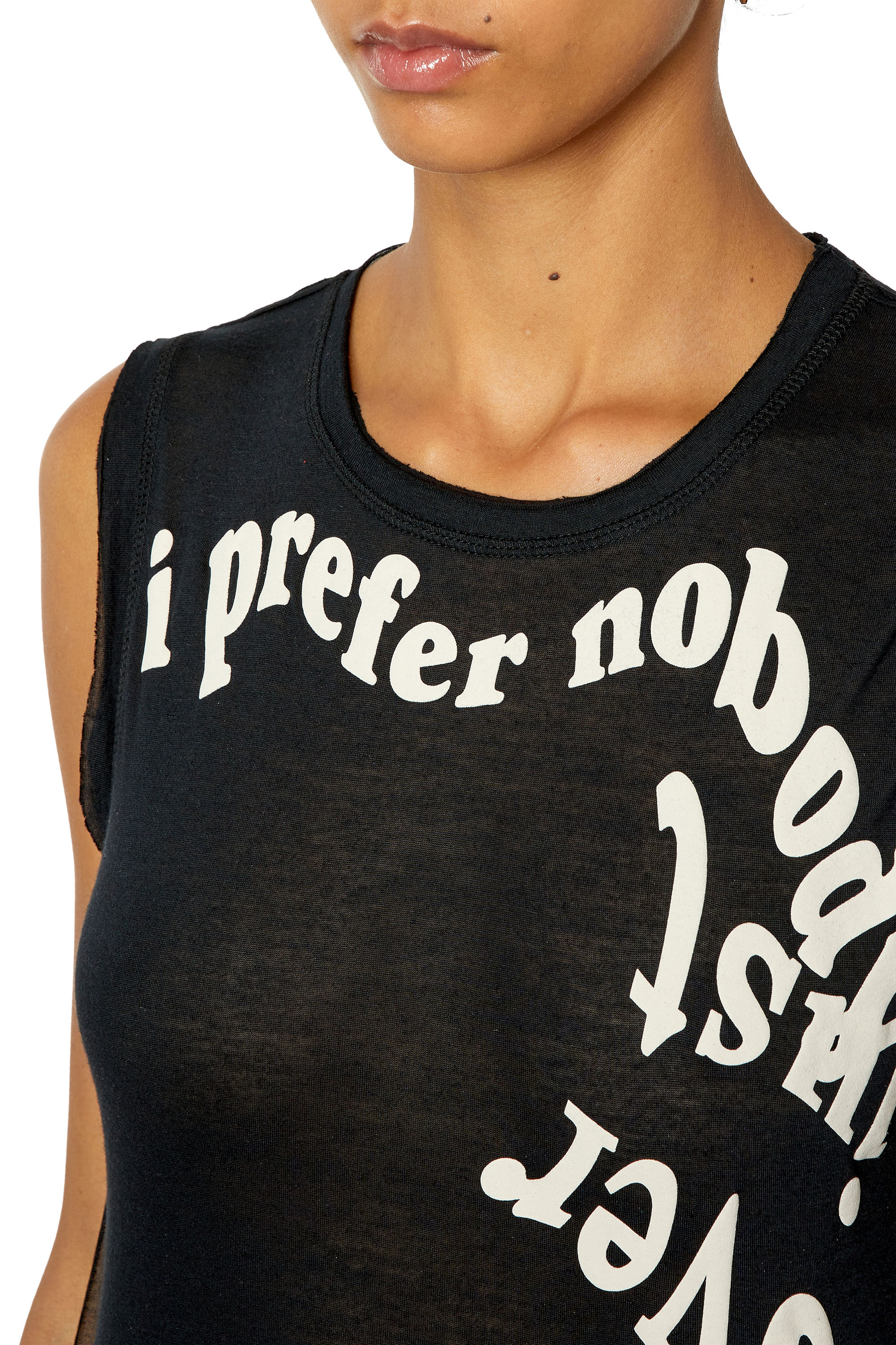 Diesel - T-ODY, Woman's Cashmere-modal tank top with puff prints in Black - 4