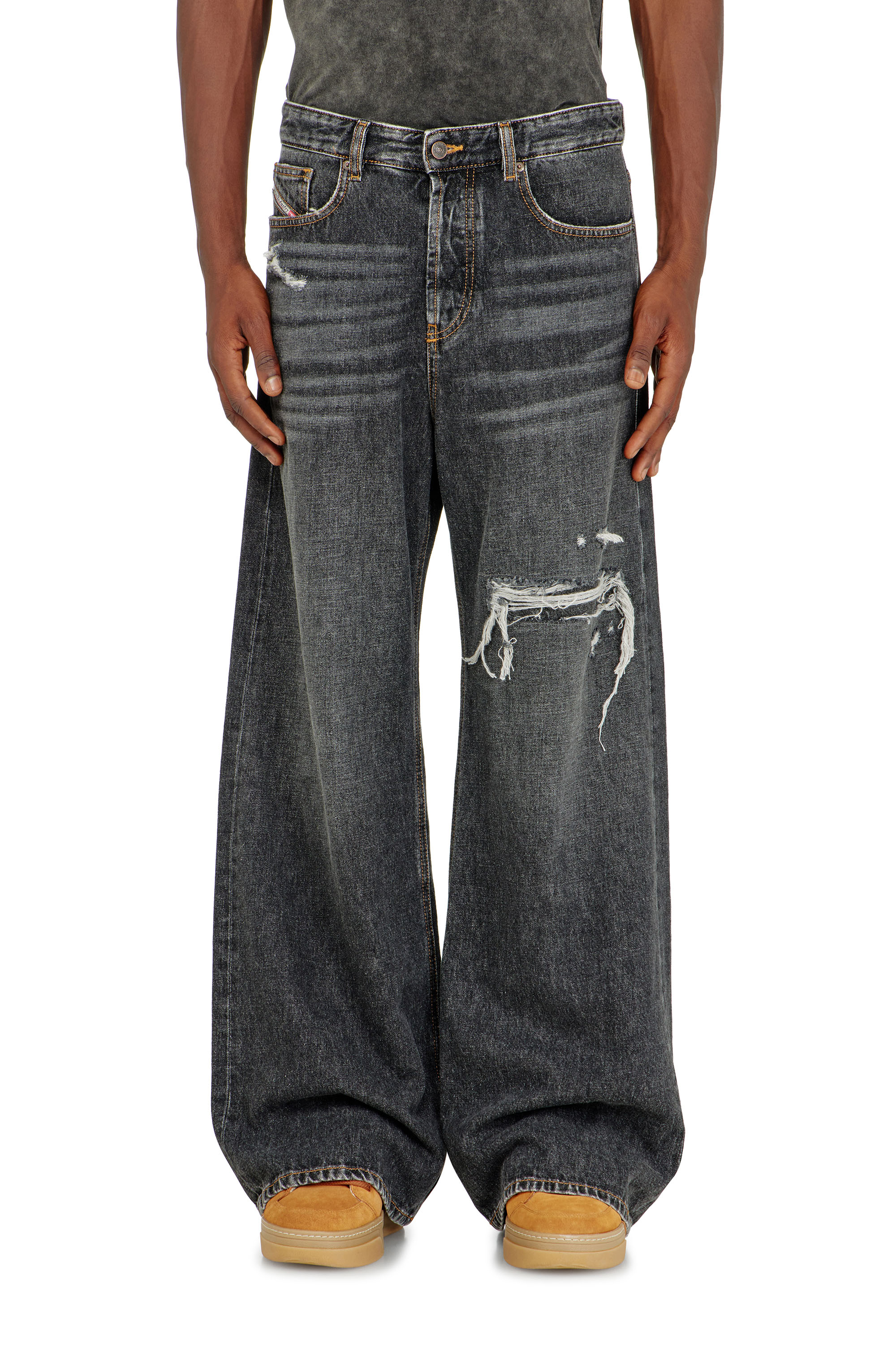 Diesel - Relaxed Jeans D-Rise 007DN Hombre, Negro/Gris oscuro - 4