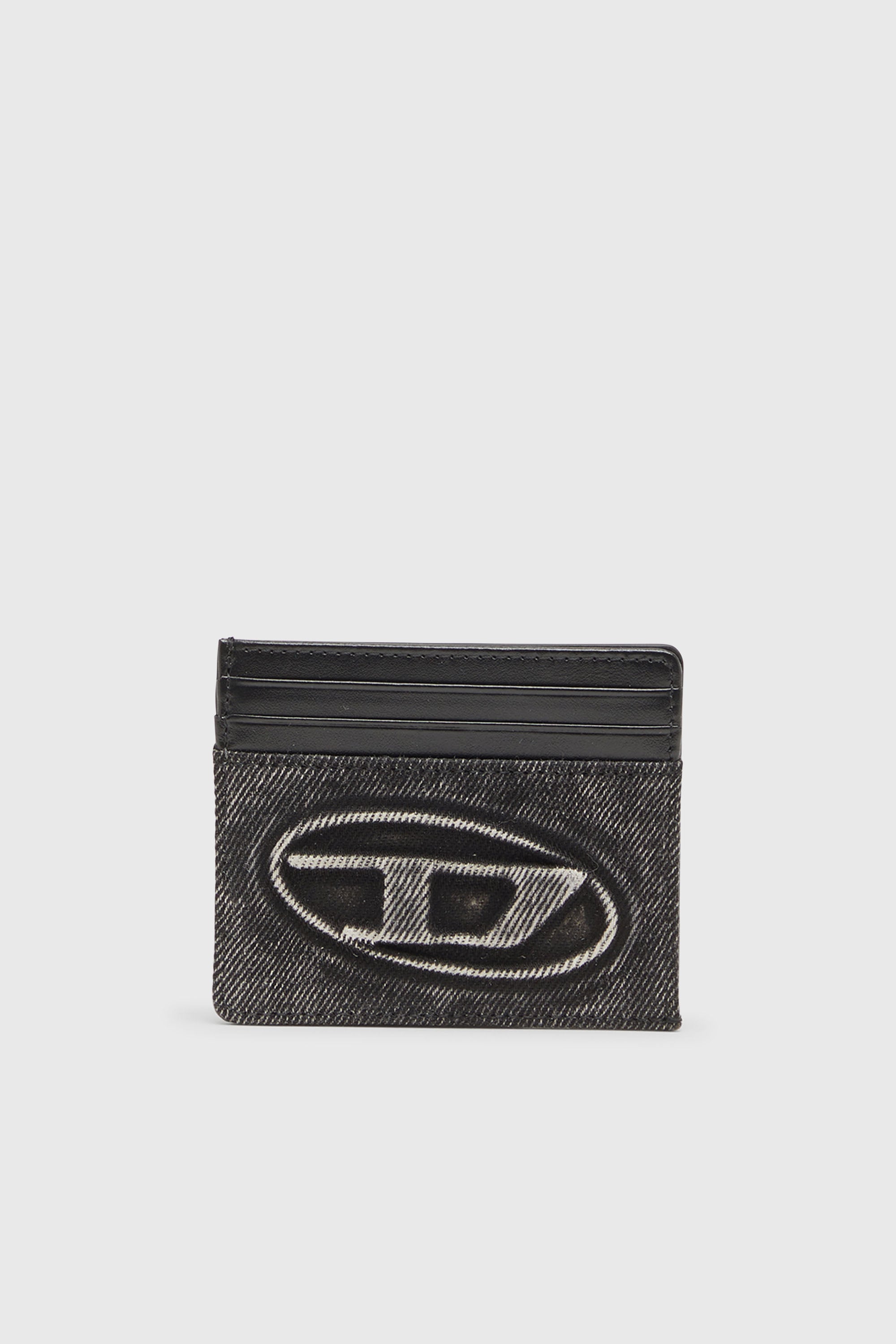 Diesel - 1DR CARD CASE, Tarjetero en algod&oacute;n lavado y cuero Unisex in Gris - 1