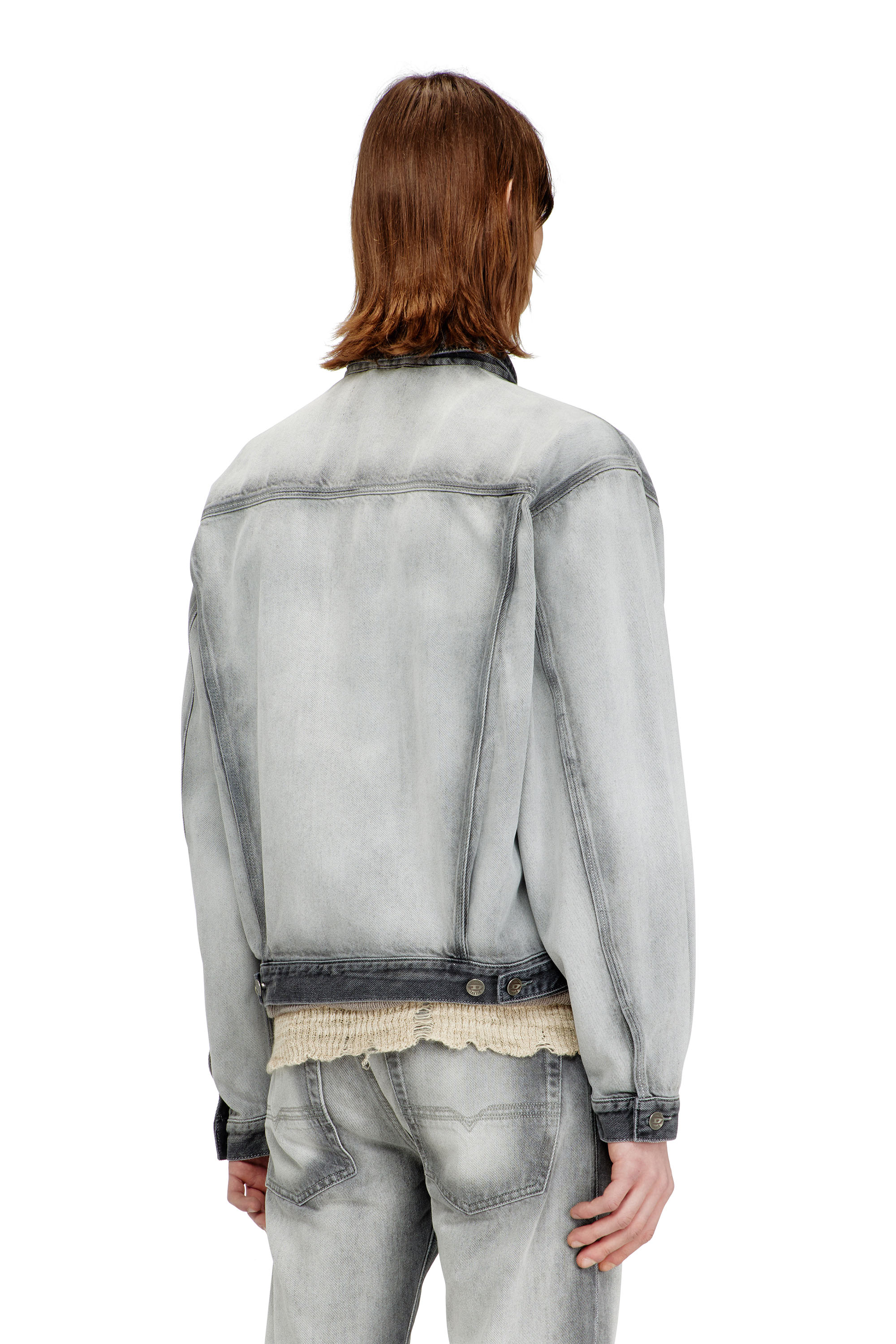 Diesel - D-DENVER-FSI, Unisex's Trucker jacket in soft skeleton denim in Light Grey - 3