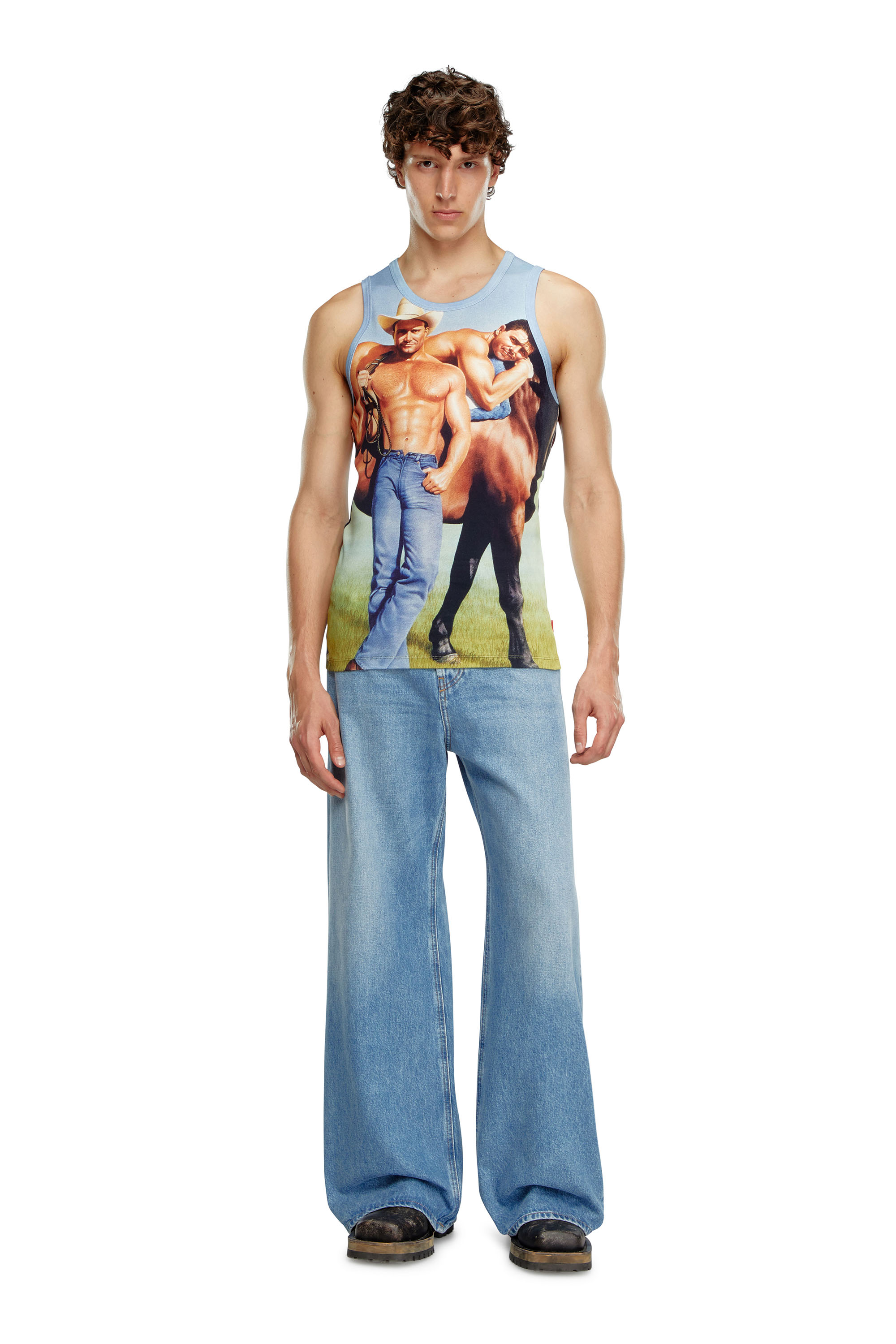 Diesel - PR-T-LIFTY-TANK, Unisex's Sleeveless T-shirt with all-over print in Blue - 3