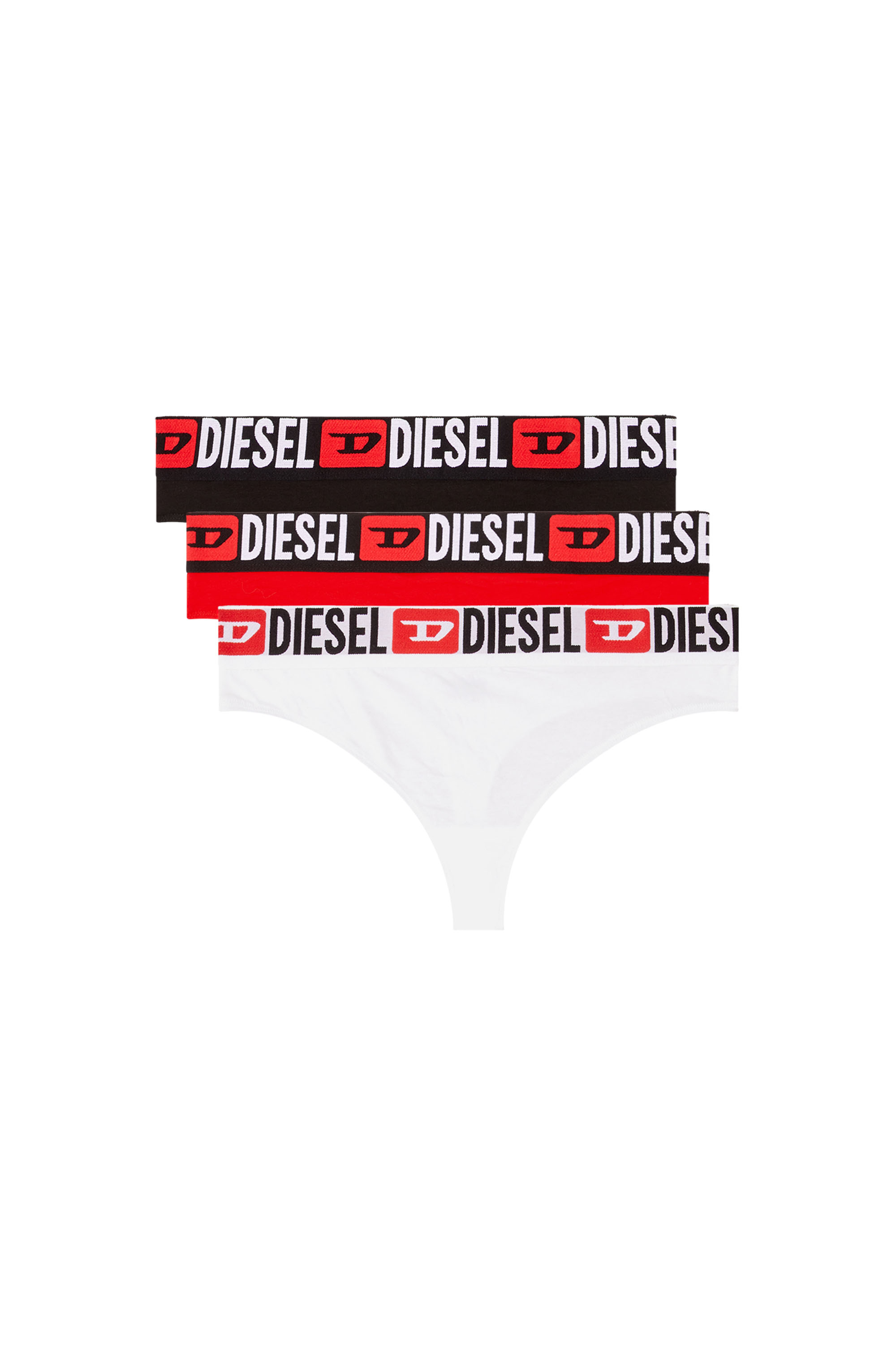 Diesel - UFST-STARS-THREEPACK, Woman's 3-pack thongs with logo waist in Black/Red - 4
