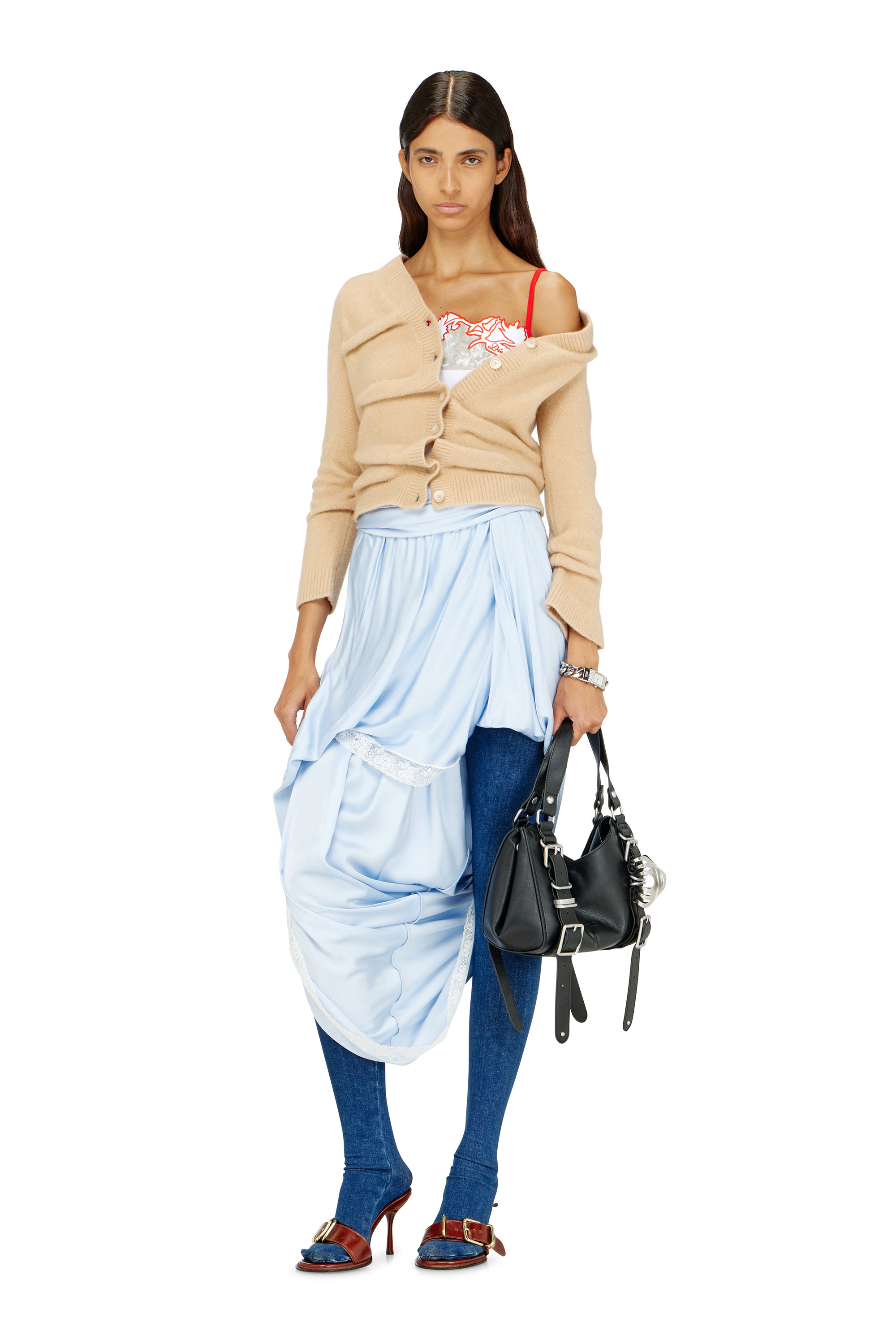 Diesel - M-AVA, Female's Cropped cardigan in wrinkled boiled knit in null - 1