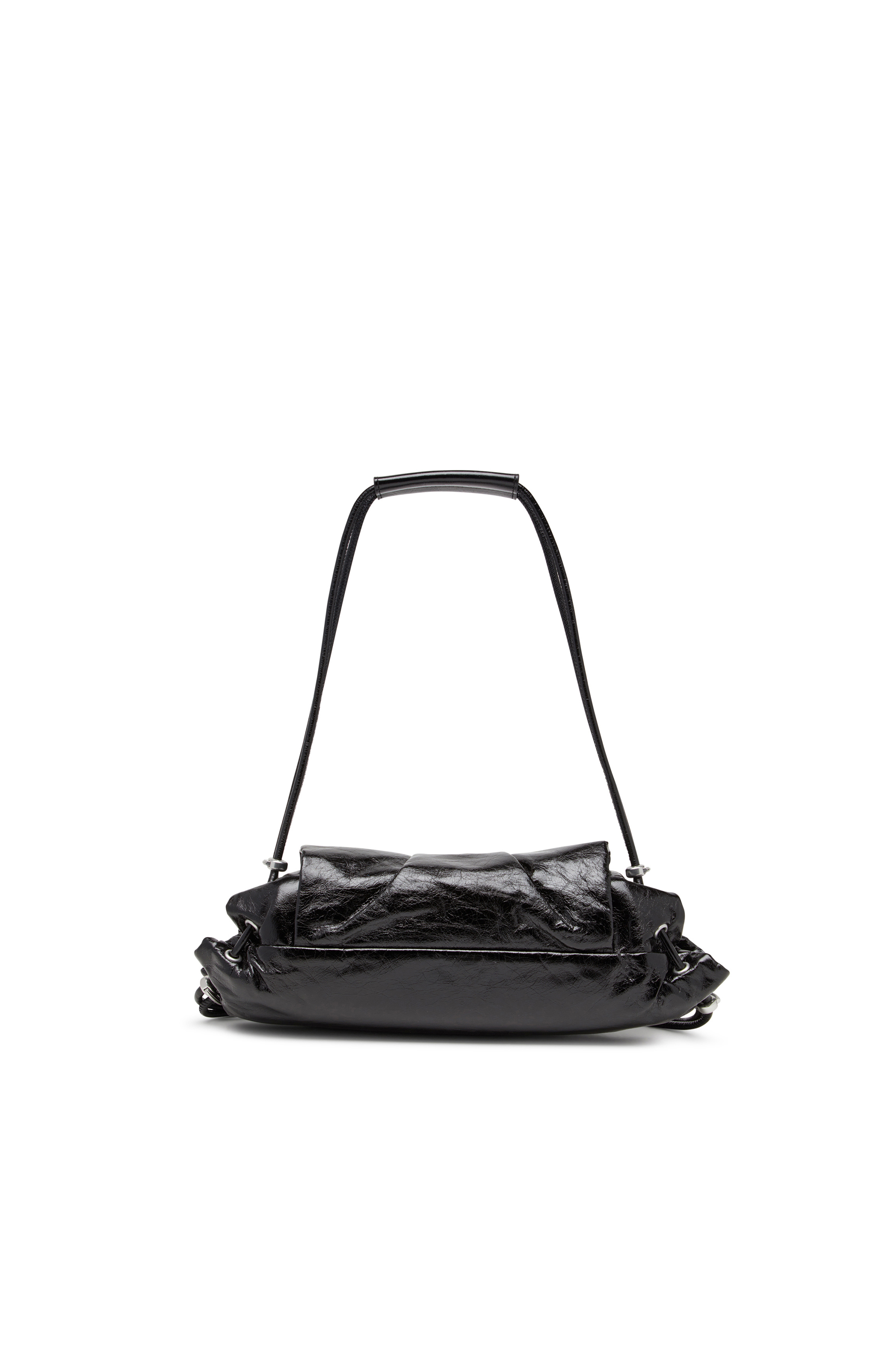 Diesel - SCRUNCH-D SHOULDER S, Female's Scrunch-D S-Shoulder bag in scrunched leather in Black - 3