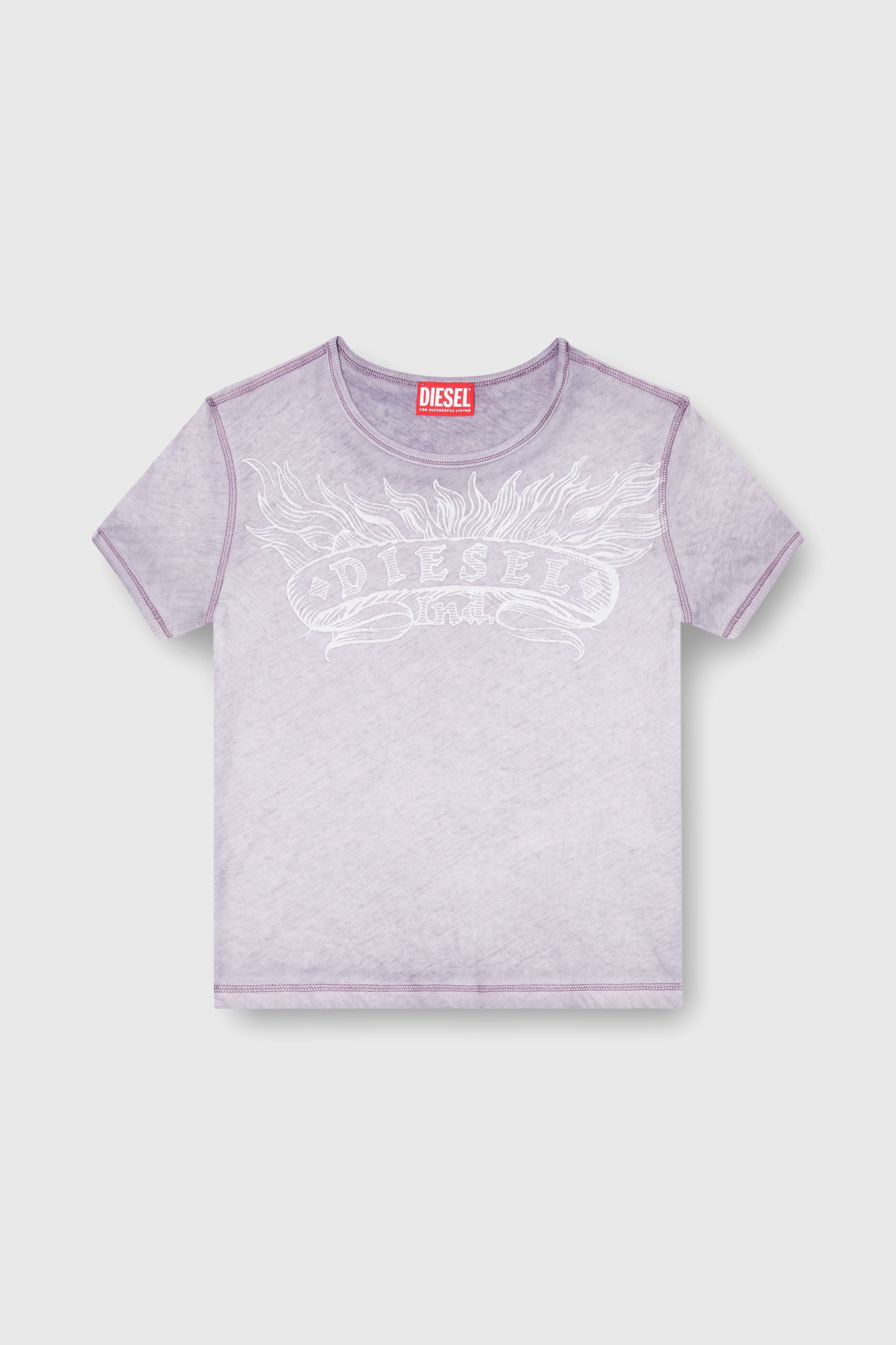 Diesel - T-UNCUTIES-LONG-AA2, Woman's Slim T-shirt with tonal logo print in Grey - 2