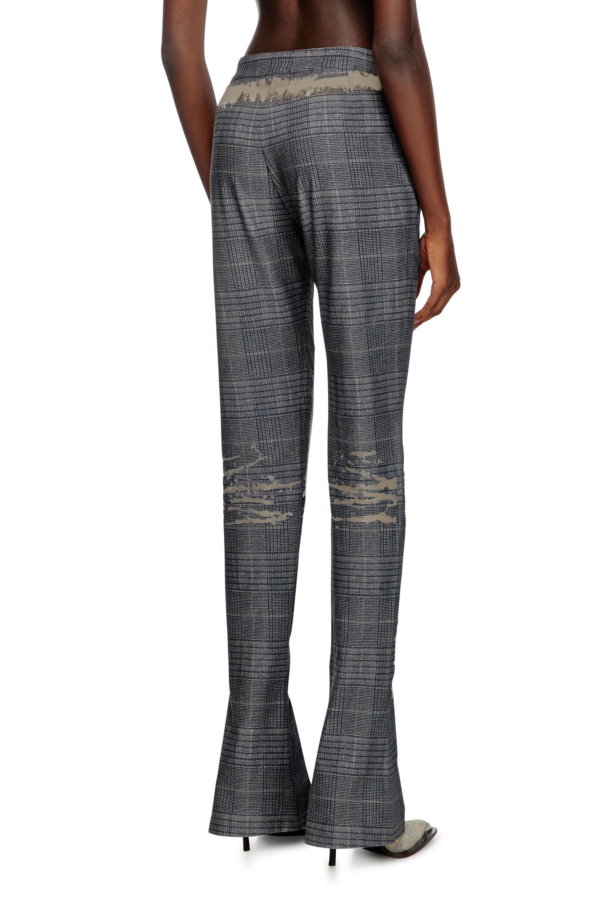 Diesel - P-MINERAL-P2, Woman's Checked pants with devor&eacute; sweat stains in Grey - 4