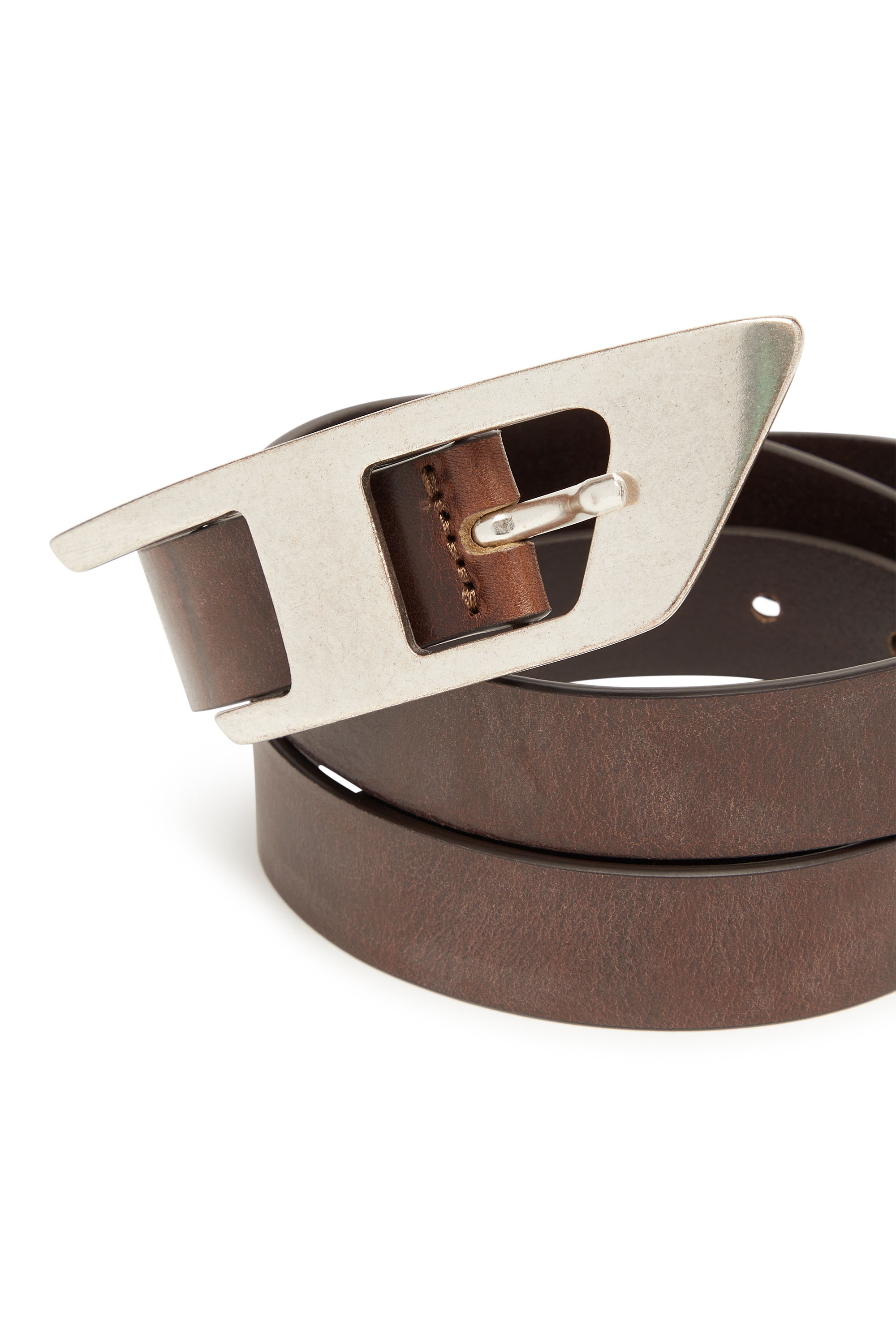 B-DLOGO: Leather belt with maxi D buckle | Diesel