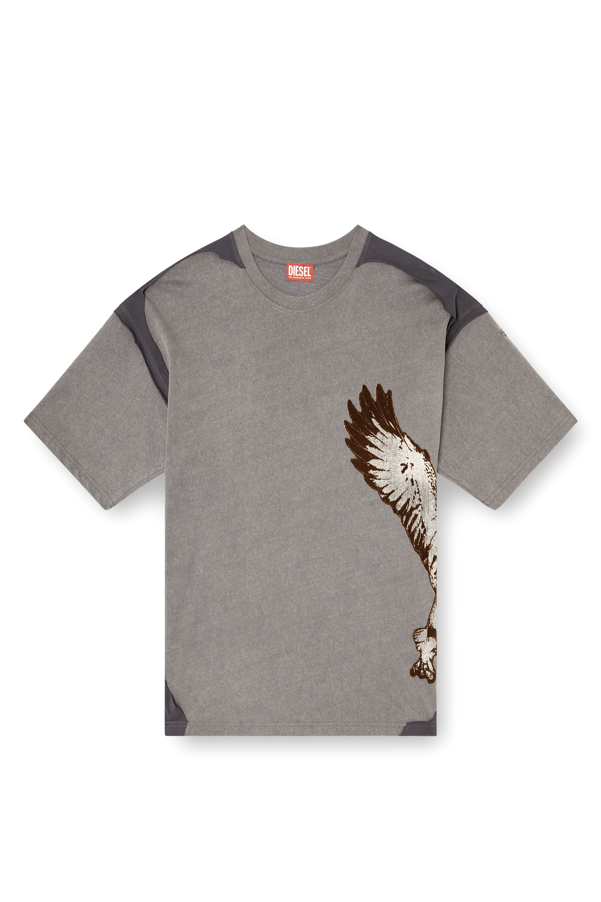 Diesel - T-BOXT-PEELOFF, Male's Peel-off T-shirt with eagle print in Grey - 3
