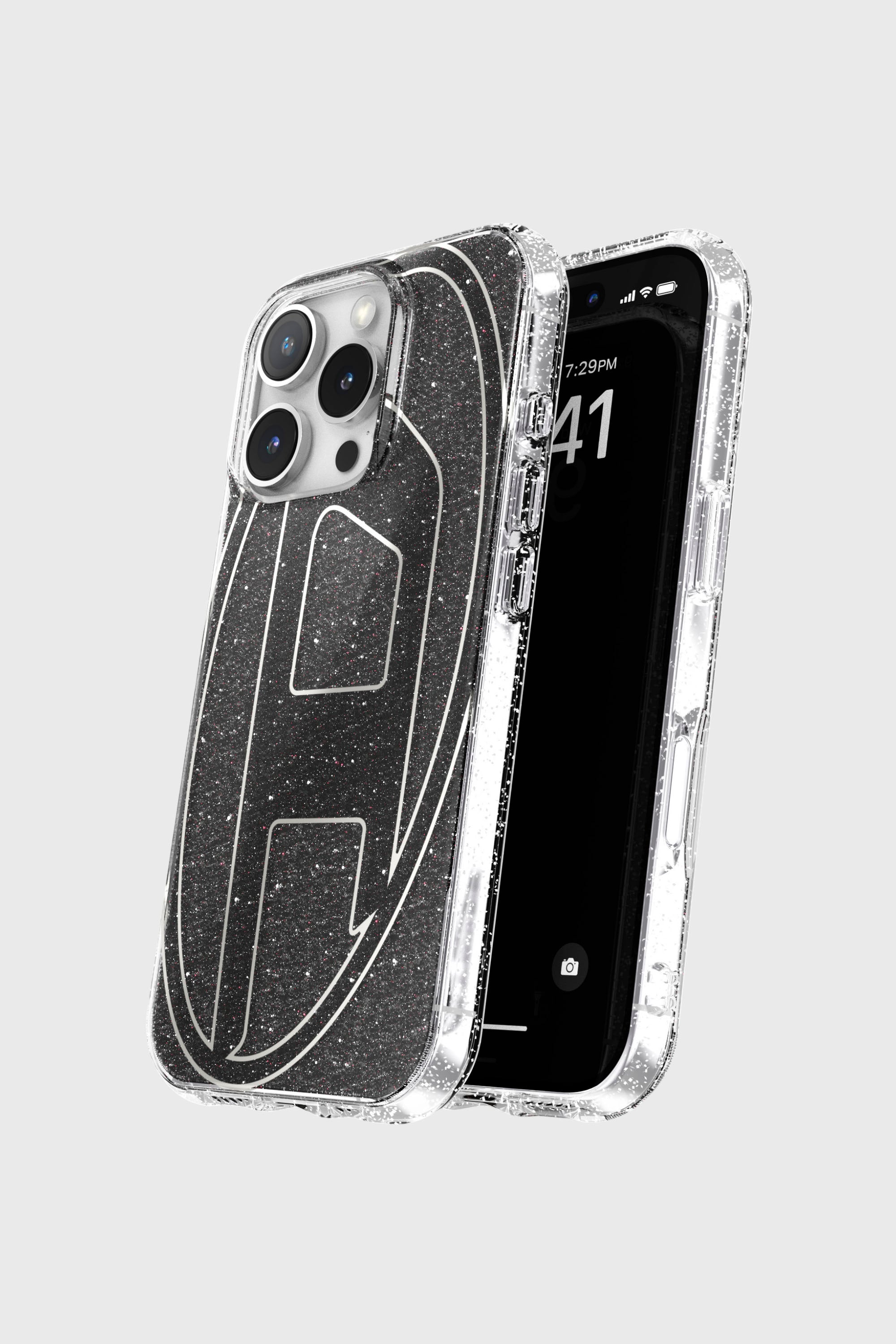 Diesel - 60148 AOP CASE, Unisex's Oval D Glitter Case for iP 16 Pro in Black - 4
