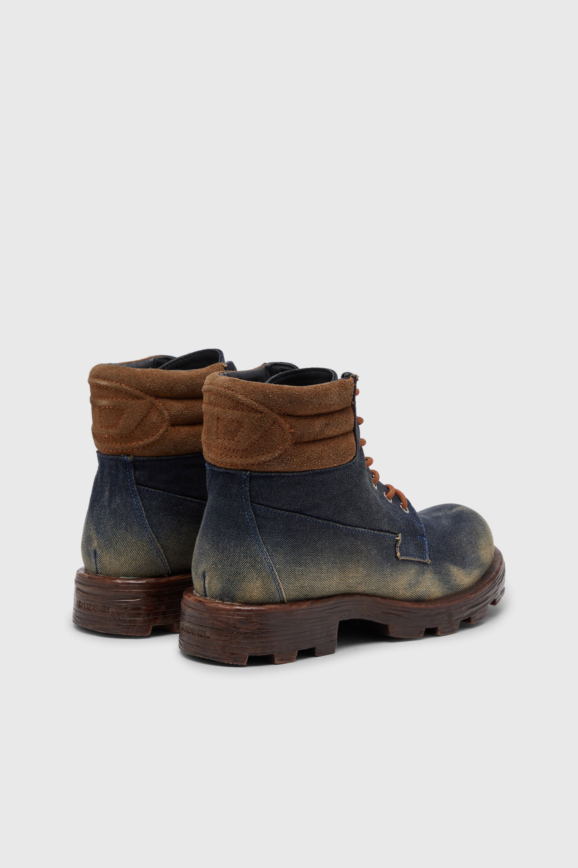 Diesel - D-HAMMER LACE UP, Male's D-Hammer-Combat boots in denim and suede in Dark Blue - 3