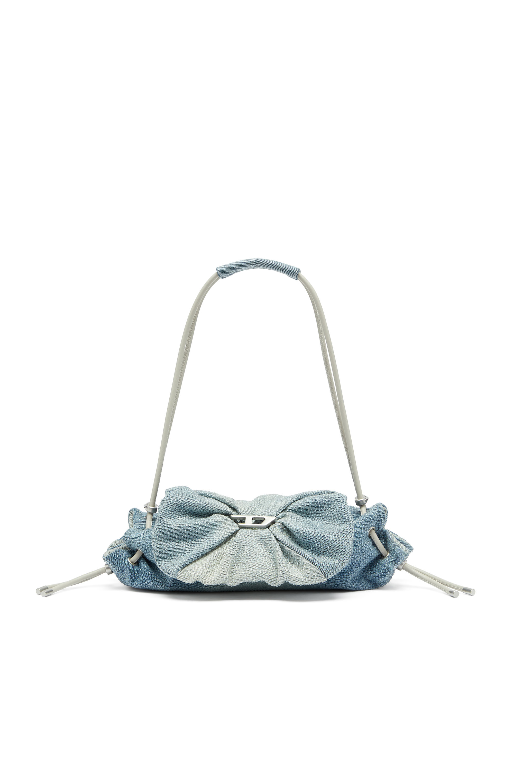 Diesel - SCRUNCH-D SHOULDER S, Woman's Scrunch-D - Shoulder bag in denim with transparent crystals in Blue - 1