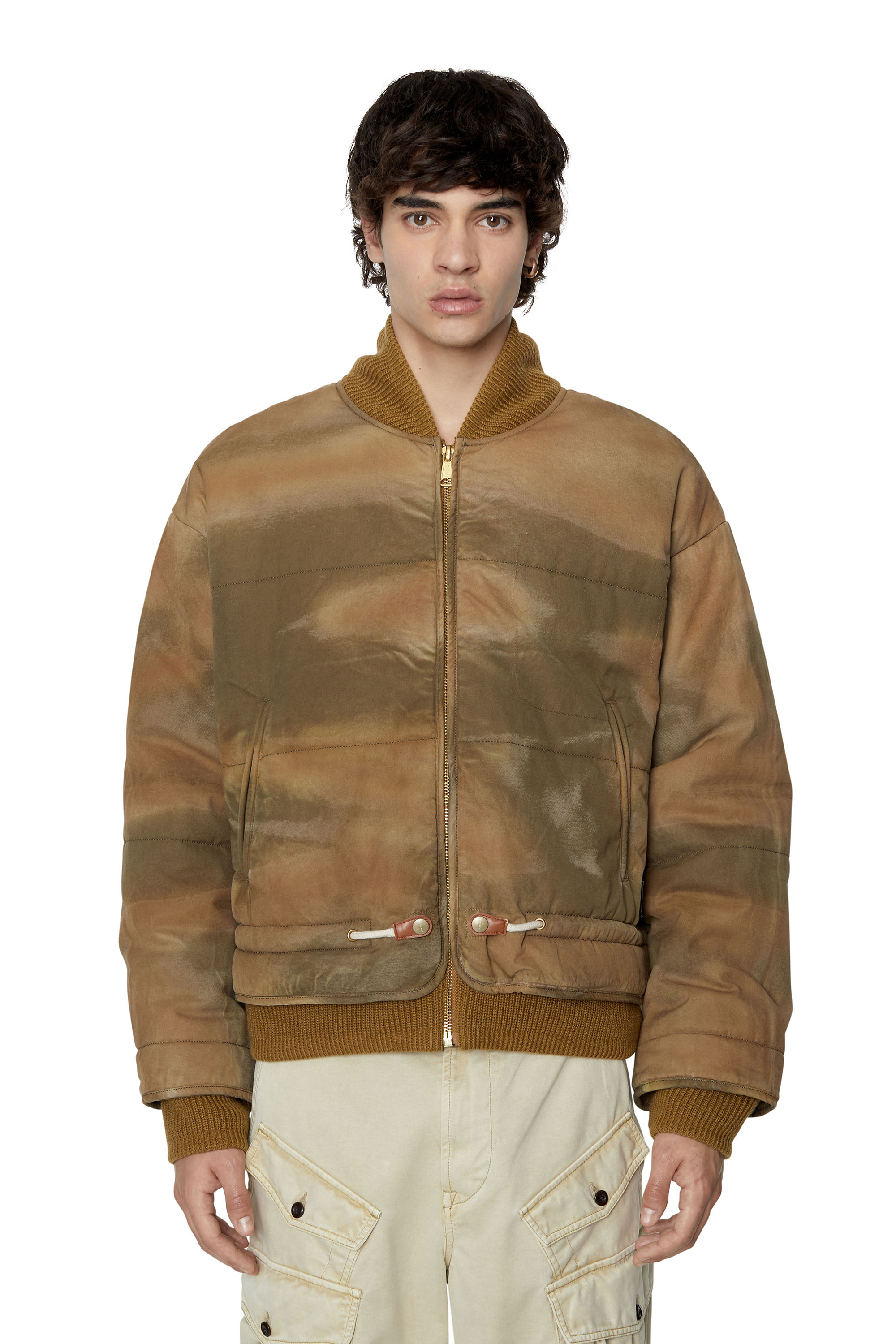 Diesel - W-SPLEAK-A, Veste bomber matelassée en coton imprimé camouflage Homme in Vert - 3