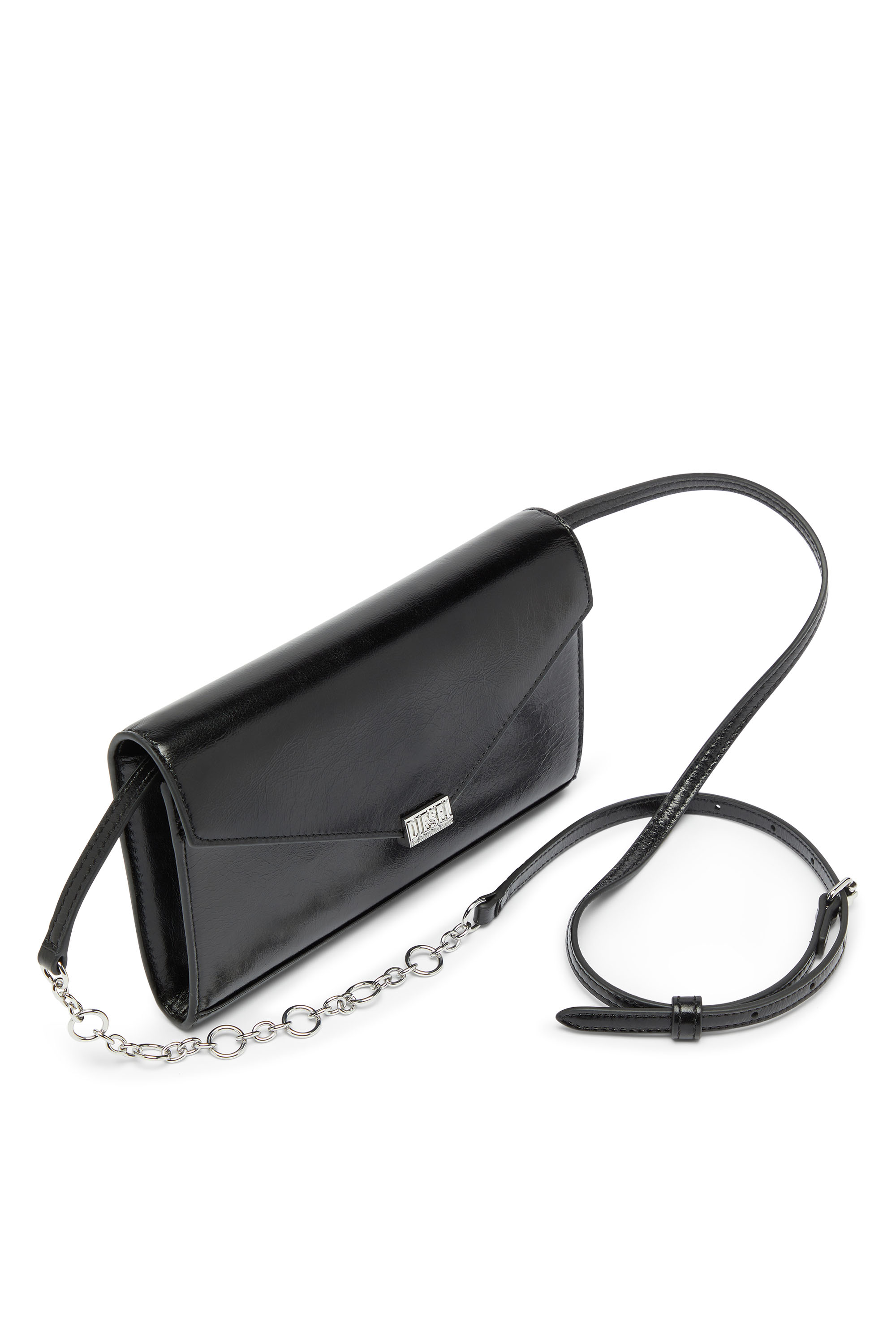 Diesel - D-ENVELOP WALLET ON CHAIN, Portefeuille en cuir brillant effet froiss&eacute; Femme in ToBeDefined - 5