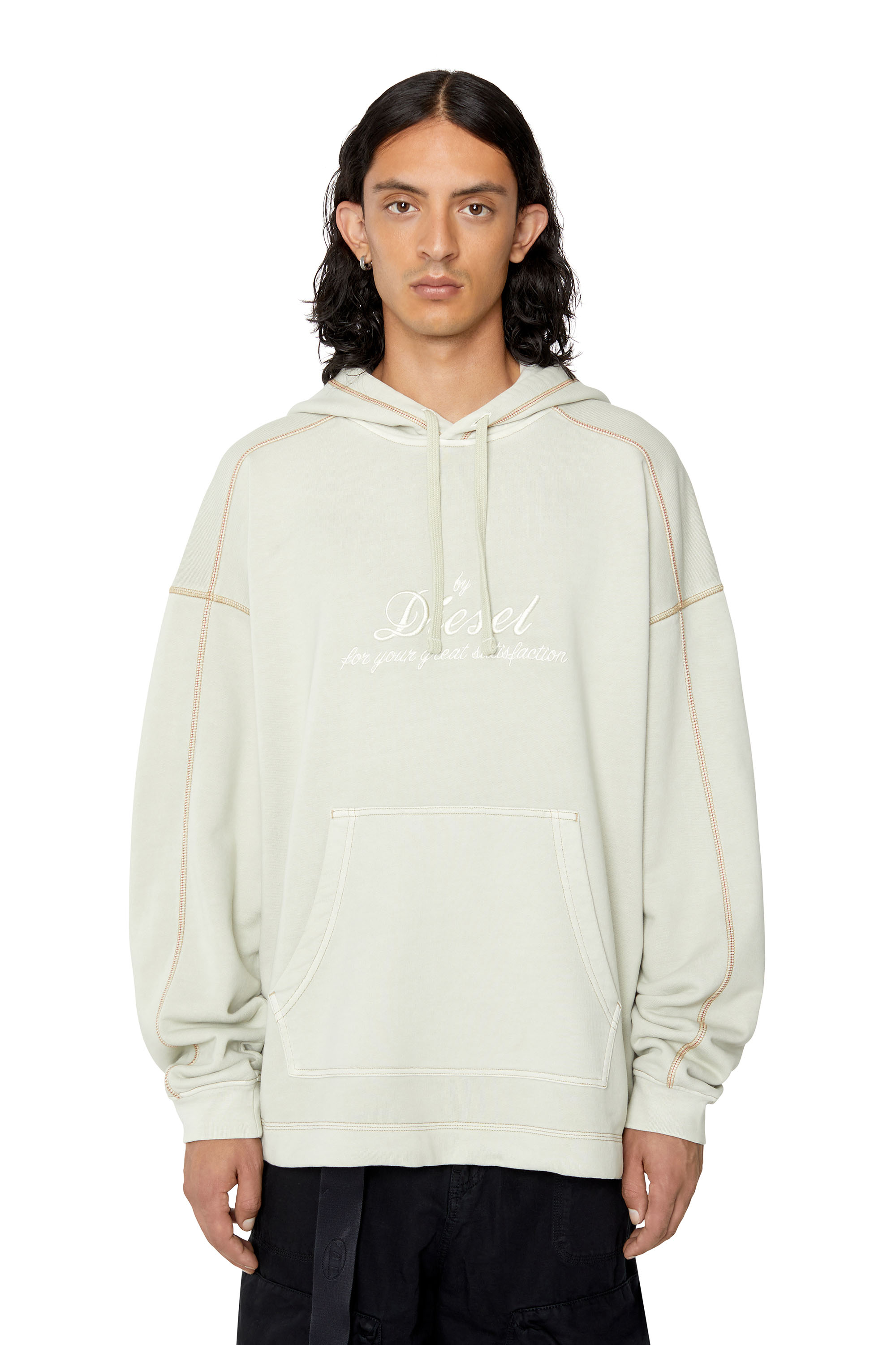 Diesel - S-VULCHOOD, Man's Logo hoodie with embroidered logo in Beige - 3